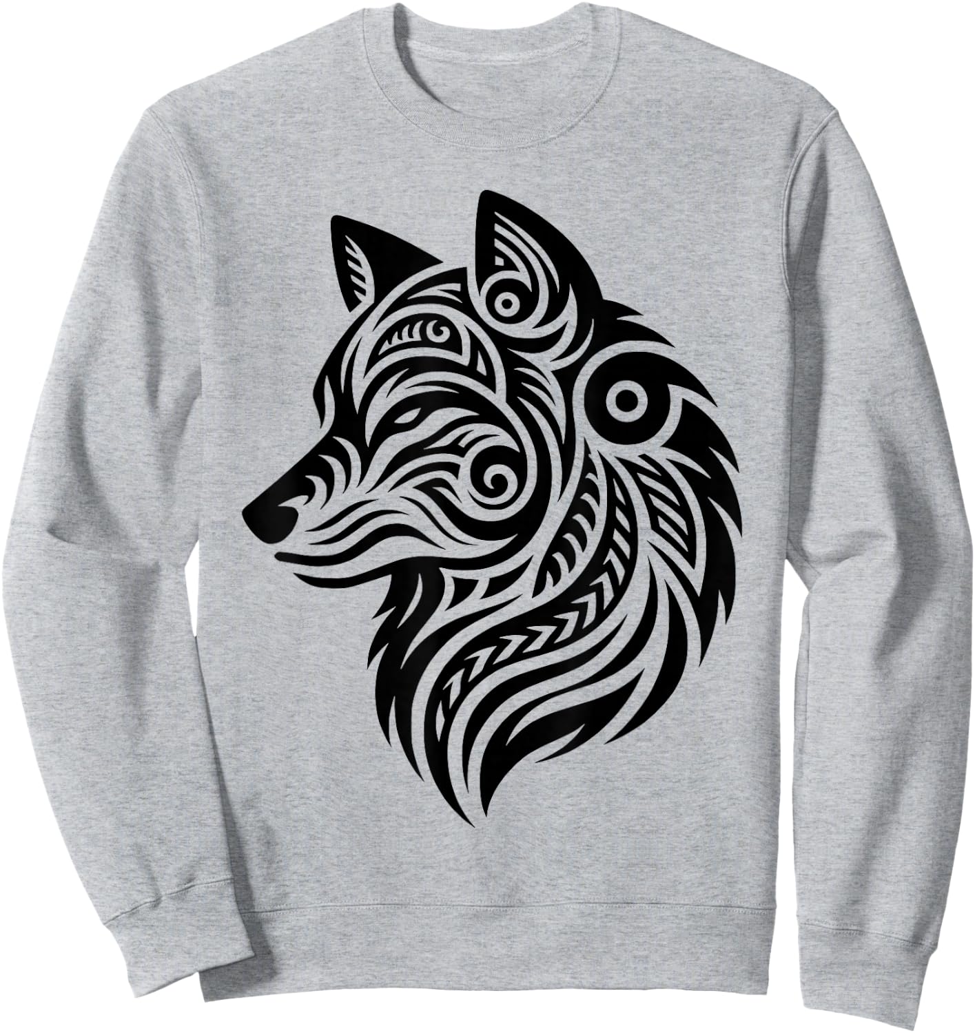 Polynesian Tribal Wolf Maori Wolf Pattern , grey, S Sweatshirt - Sweatshirt | Ash