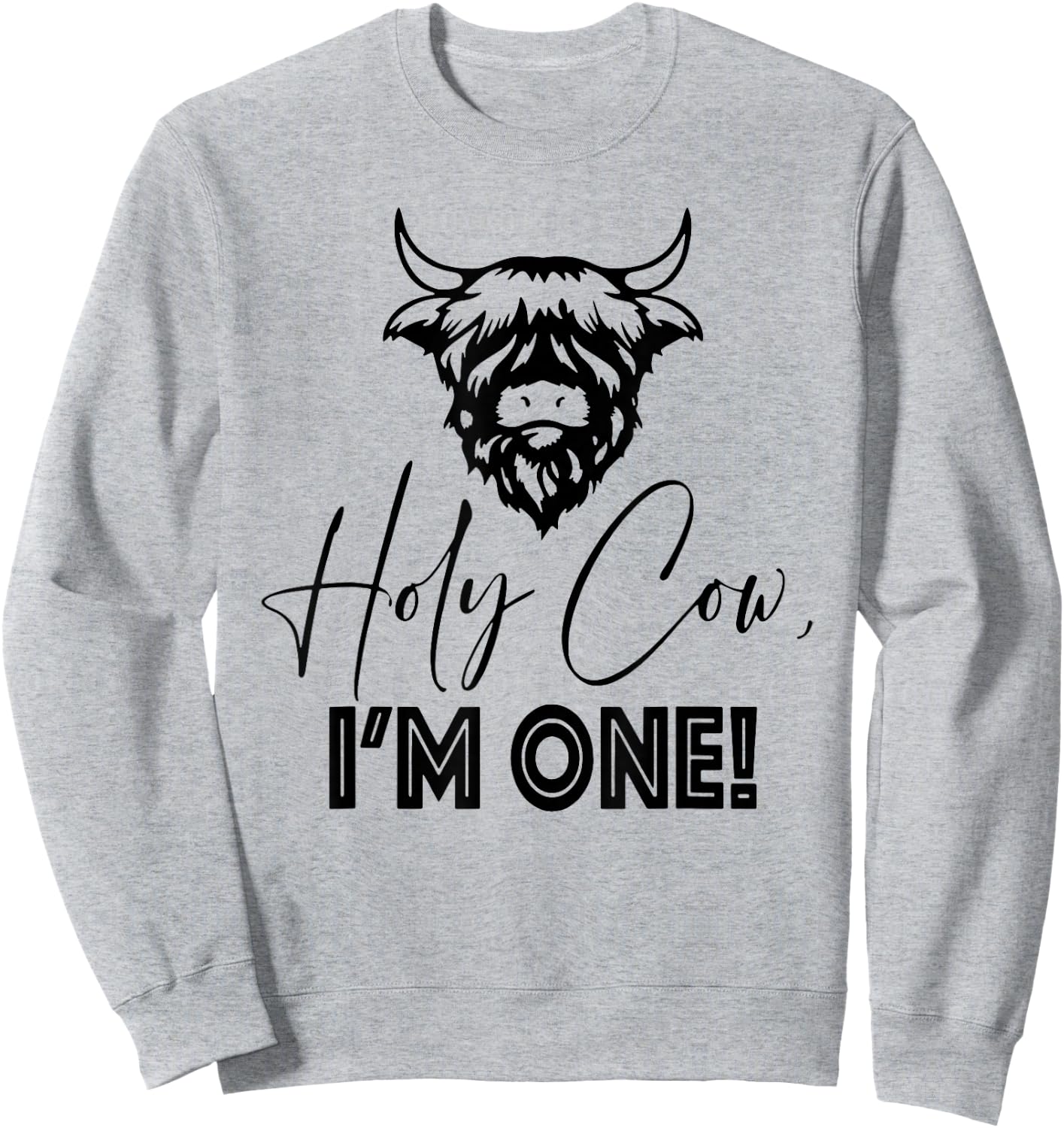 Holy Cow I'm One Birthday, 1st Birthday Sweatshirt - Sweatshirt | Ash