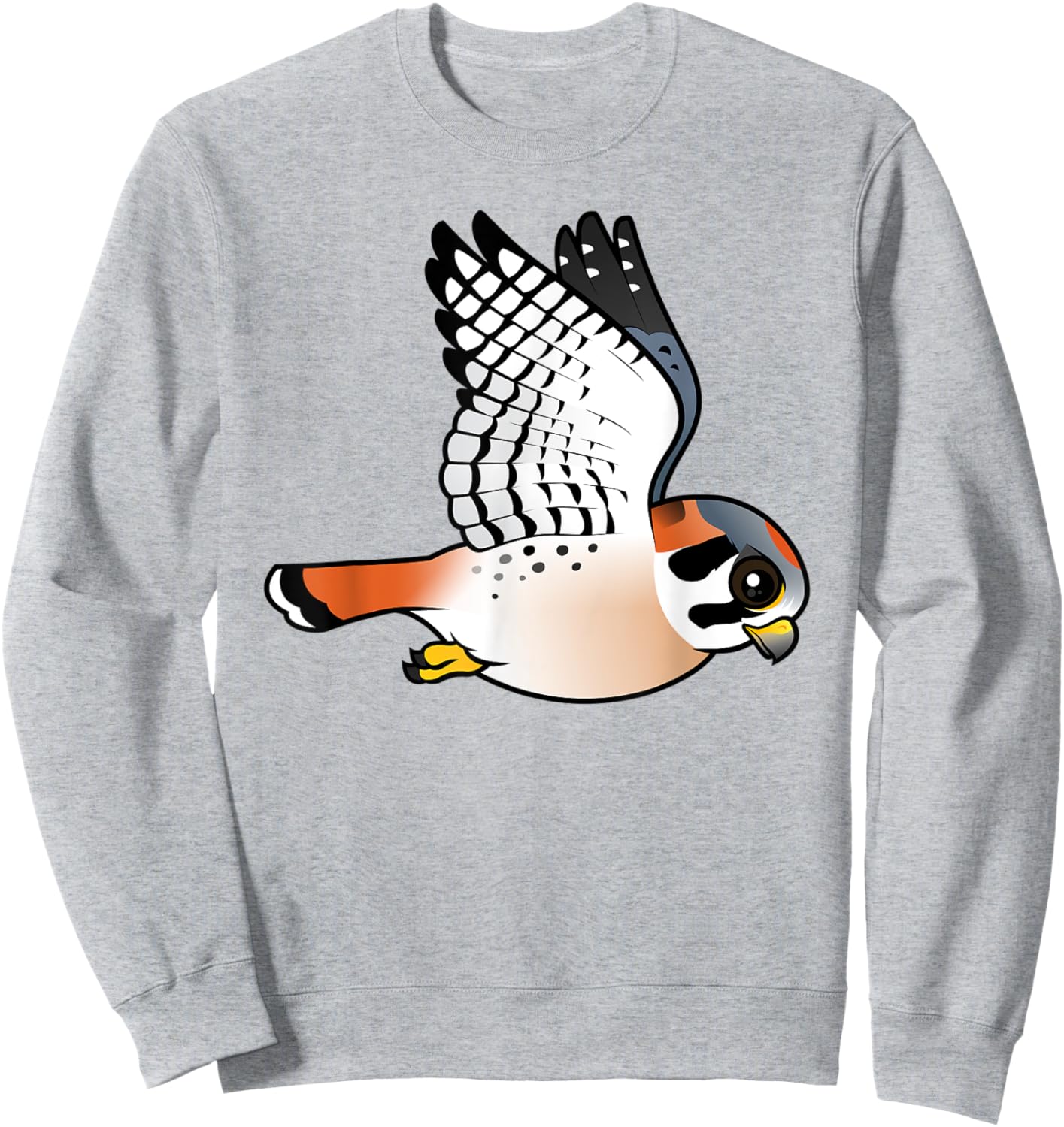 Cute Cartoon Flying Kestrel Falcon | Bird of Prey Raptor Sweatshirt - Sweatshirt | Ash