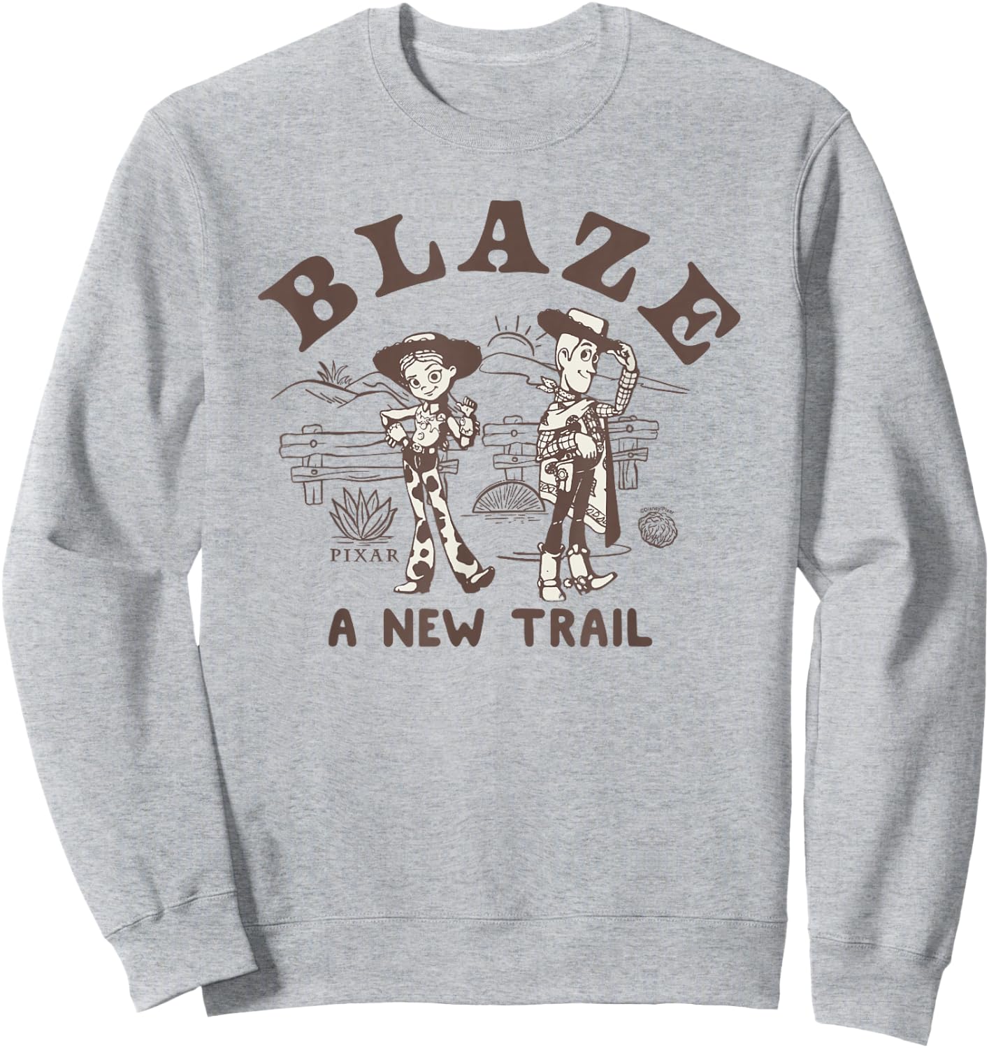 Disney Pixar Toy Story 5 Blaze New Trail Woody Jessie Sweatshirt - Sweatshirt | Ash