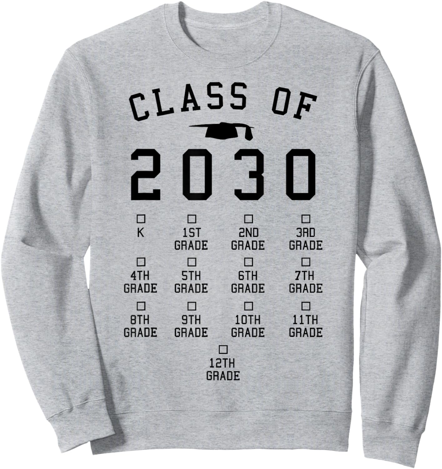 Class of 2030 Grow with me shirt with space for checkmarks Sweatshirt - Sweatshirt | Ash