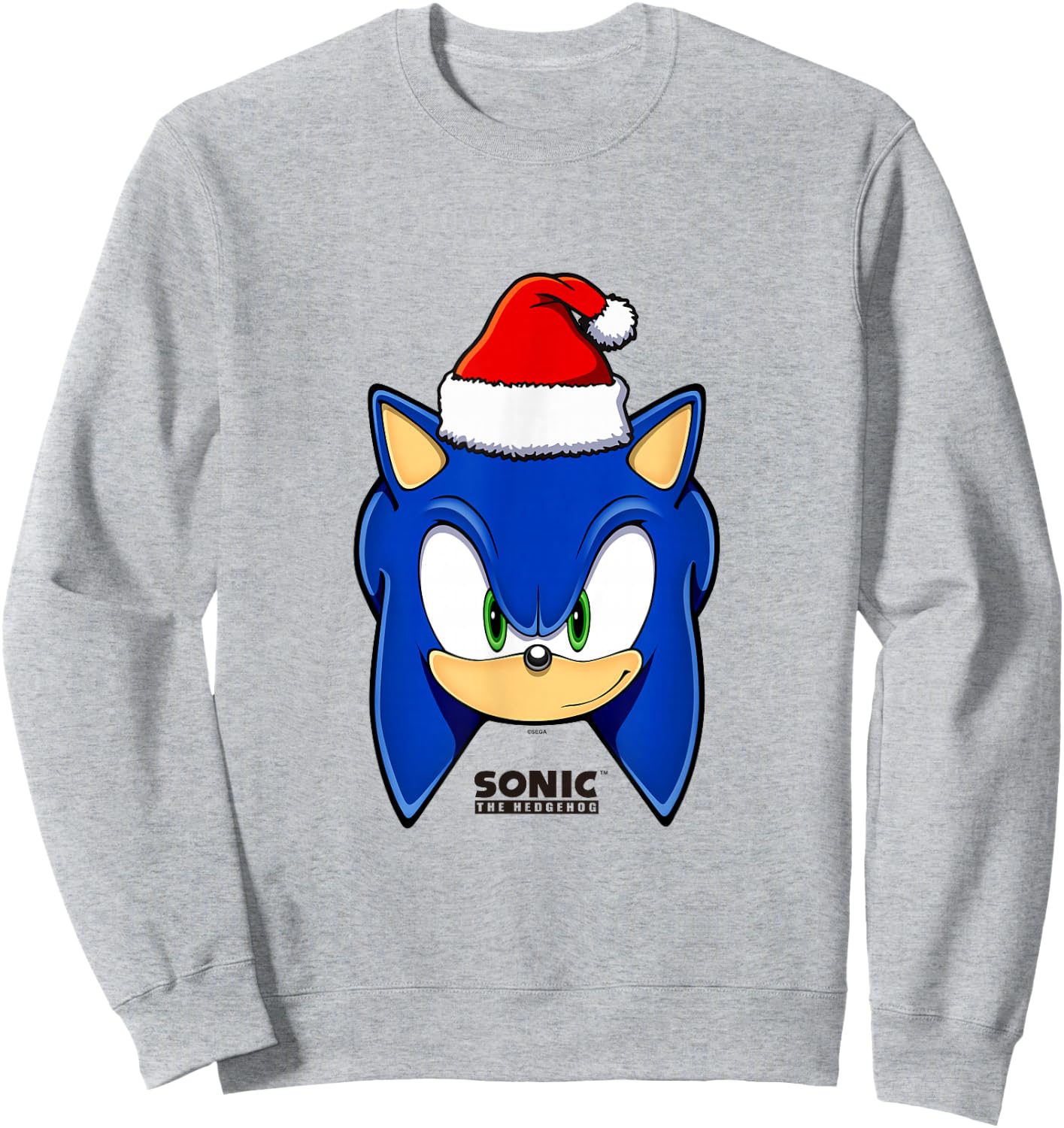 Sonic The Hedgehog Christmas Sonic With Santa Hat Sweatshirt - Sweatshirt | Ash