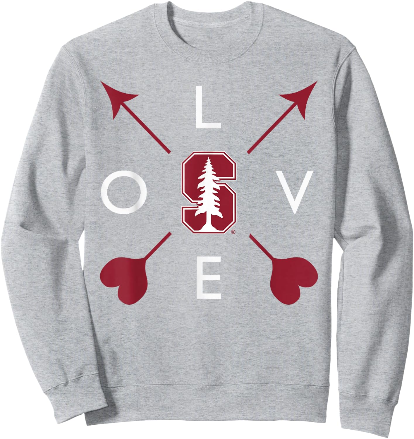 Stanford Cardinal Valentine Arrows Gray Officially Licensed Sweatshirt - Sweatshirt | Ash