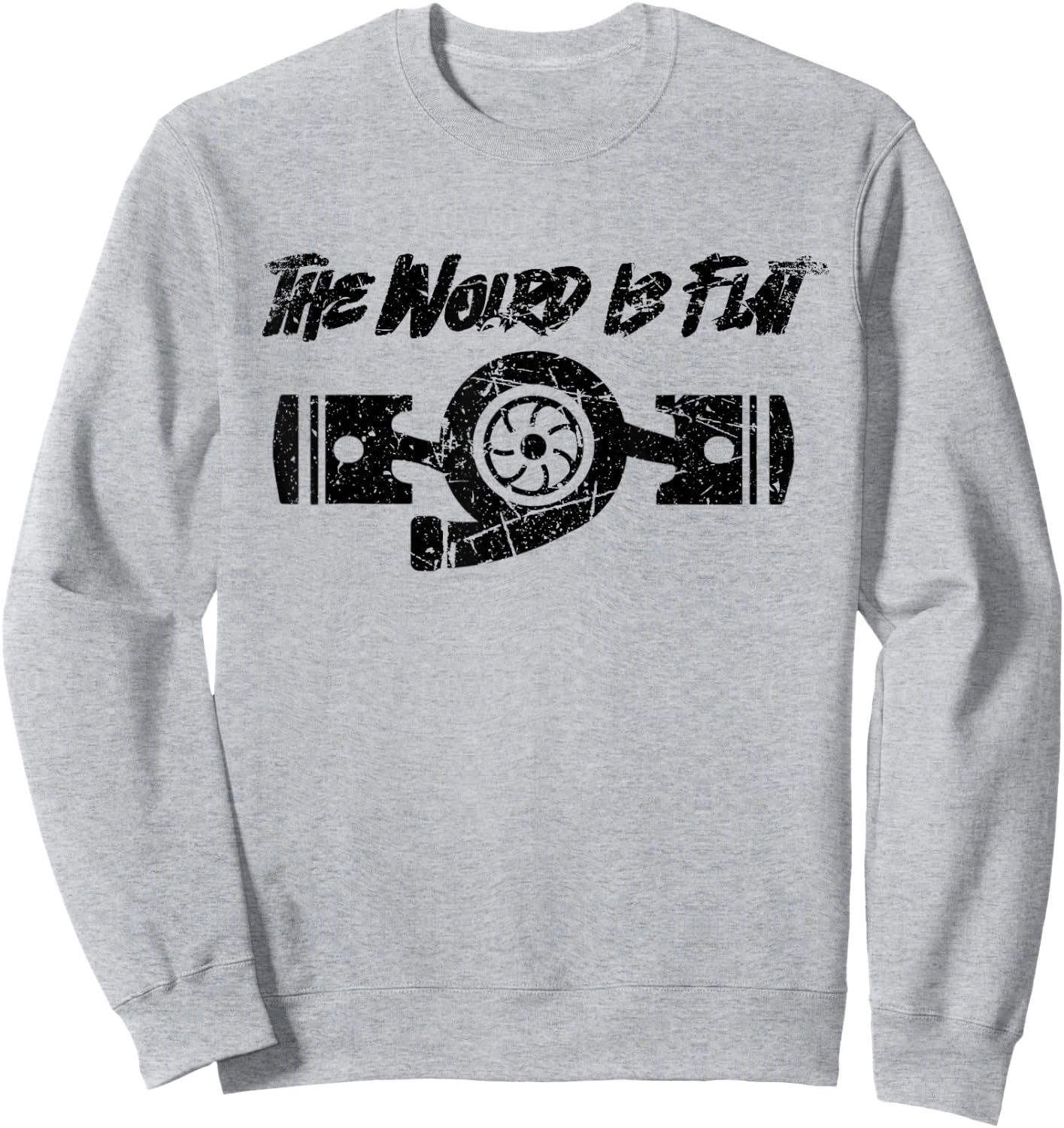 The World Is Flat - Flat Four Boxer Engine JDM Racecar Sweatshirt - Sweatshirt | Ash