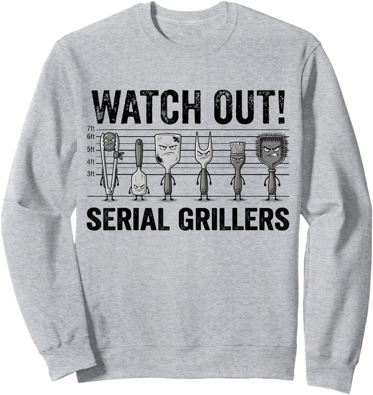 Watch Out Funny Grilling Tools Grill Barbecue Spatula Tongs Sweatshirt - Sweatshirt | Ash