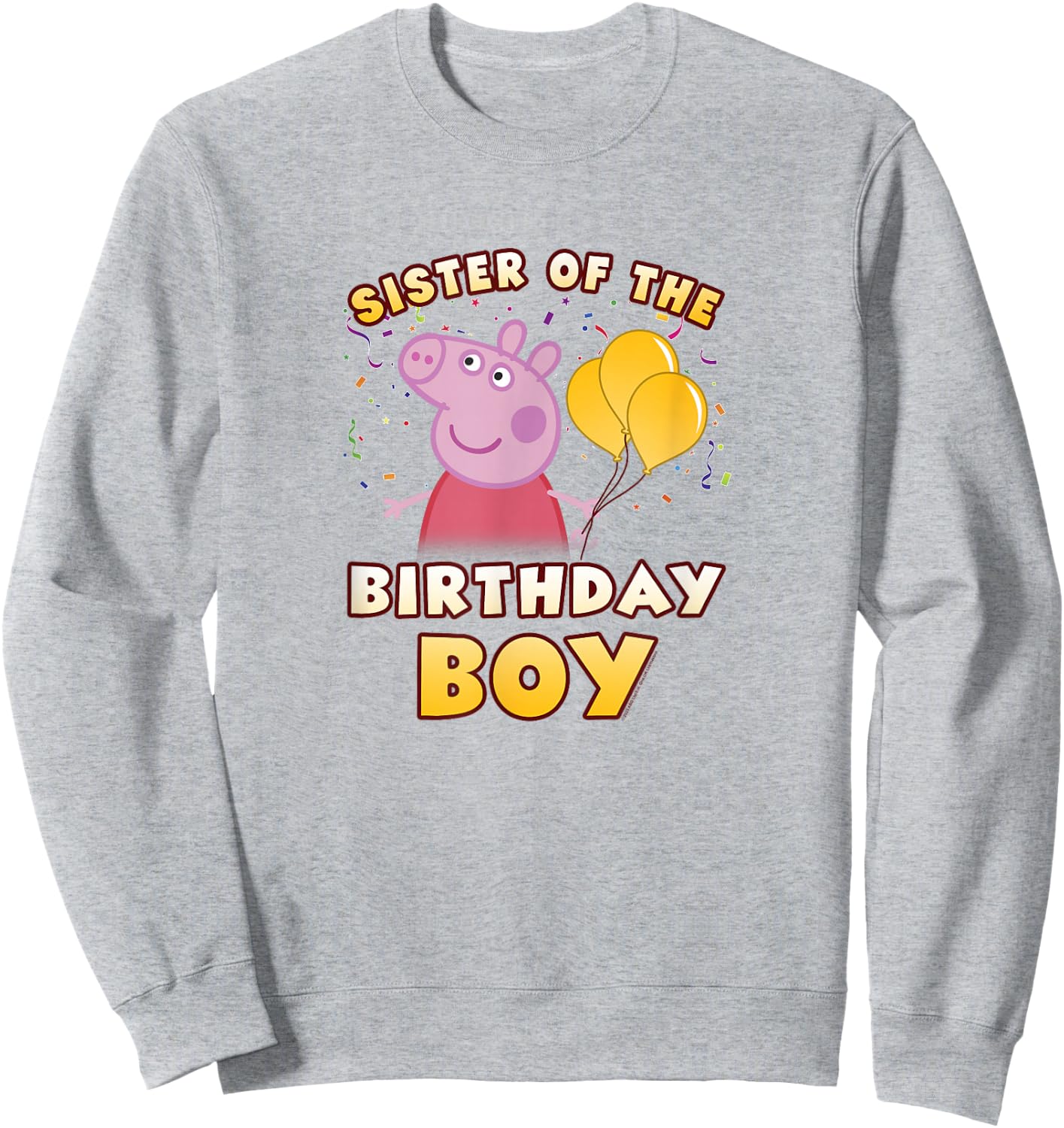 Peppa Pig Sister Of The Birthday Boy Holiday Confetti Logo Sweatshirt - Sweatshirt | Ash