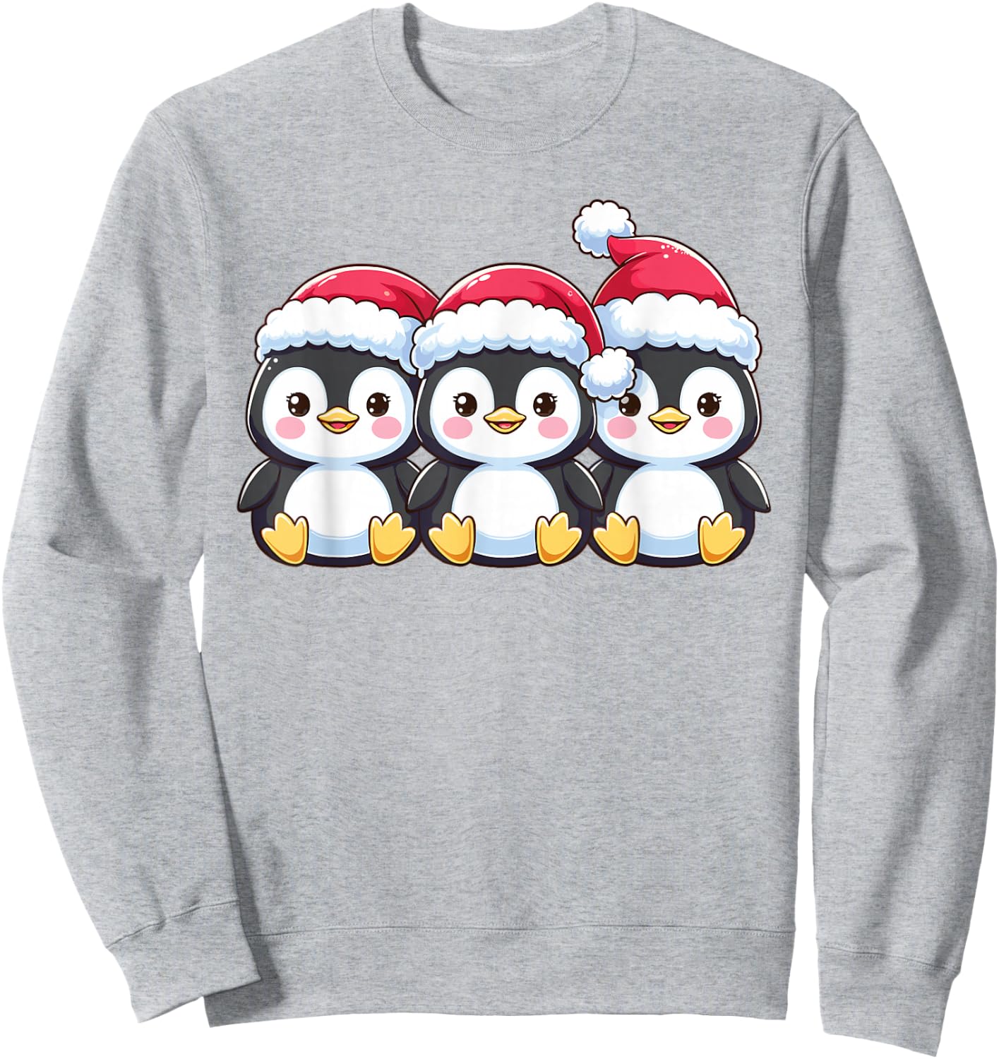 Penguin Christmas Santa Claus Animals Cute Penguins Sweatshirt - Sweatshirt | Ash