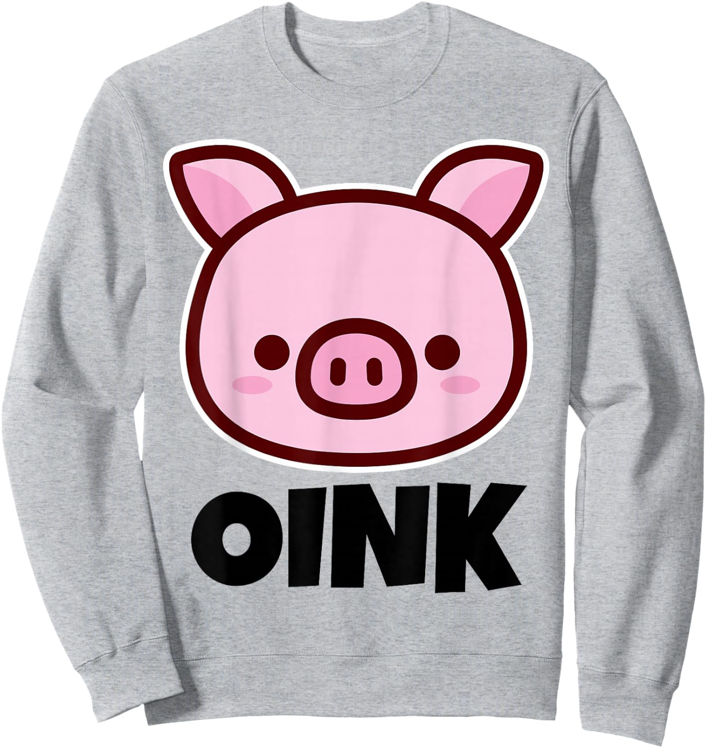 OINK Cute Childrens Pig Design for Kids | Cartoon Pig Face Sweatshirt - Sweatshirt | Ash
