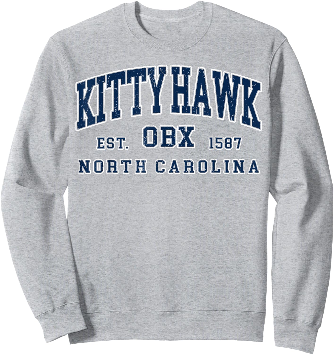 Vintage College Kitty Hawk NC Outdoor Benches Retro Navy Blue 1587 Sweatshirt - Sweatshirt | Ash