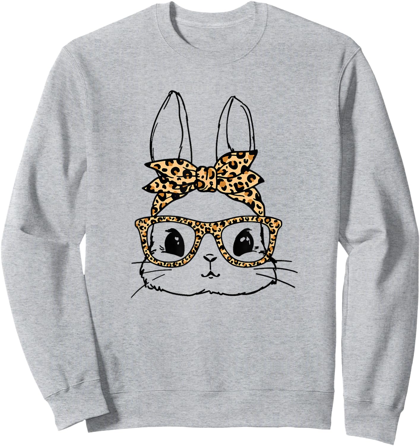 Cute Bunny Face Leopard Glasses Bandana Easter Christian Sweatshirt - Sweatshirt | Ash