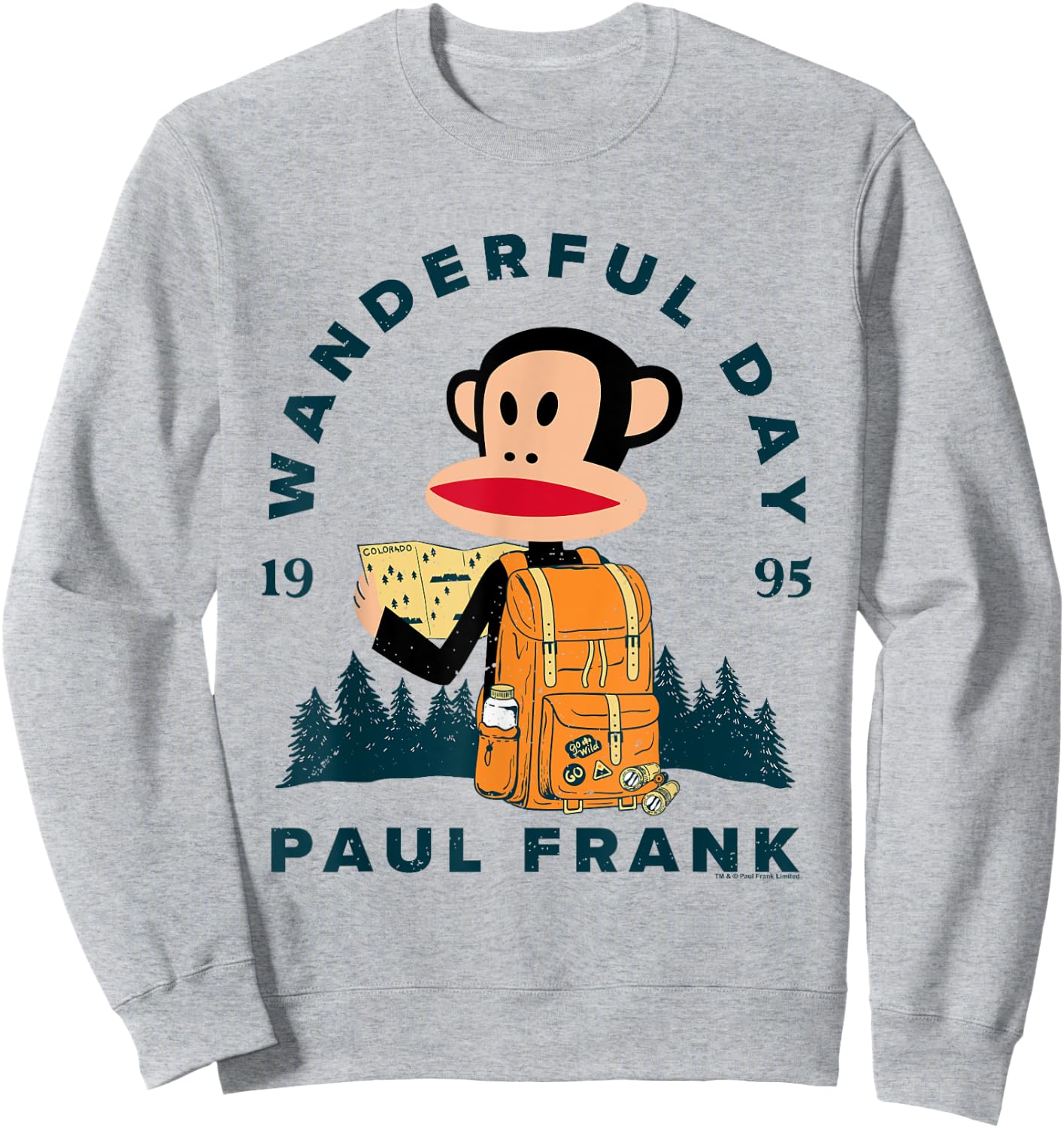 Paul Frank Julius Adventure Wanderful Day Sweatshirt - Sweatshirt | Ash
