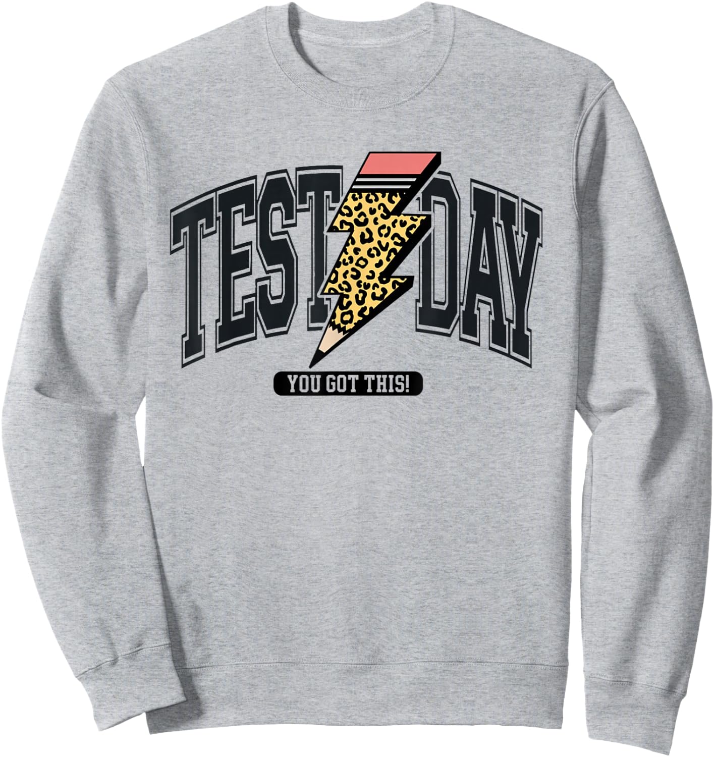 Vintage Test Day You Got This Leopard Lightning Bolt Pencil Sweatshirt - Sweatshirt | Ash