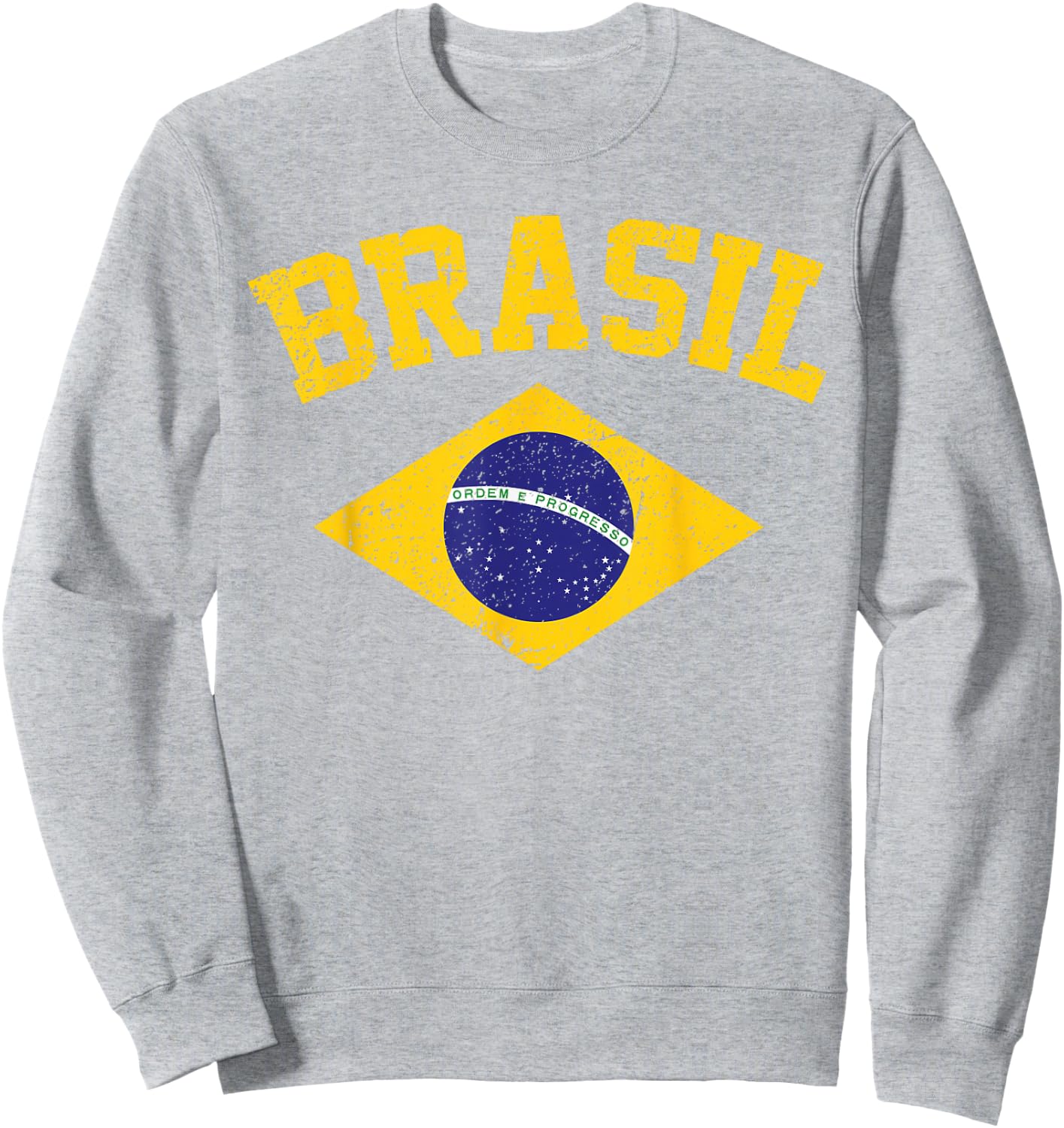 Brazilian National Flag Vintage Patriotic Football Brazil Sweatshirt - Sweatshirt | Ash
