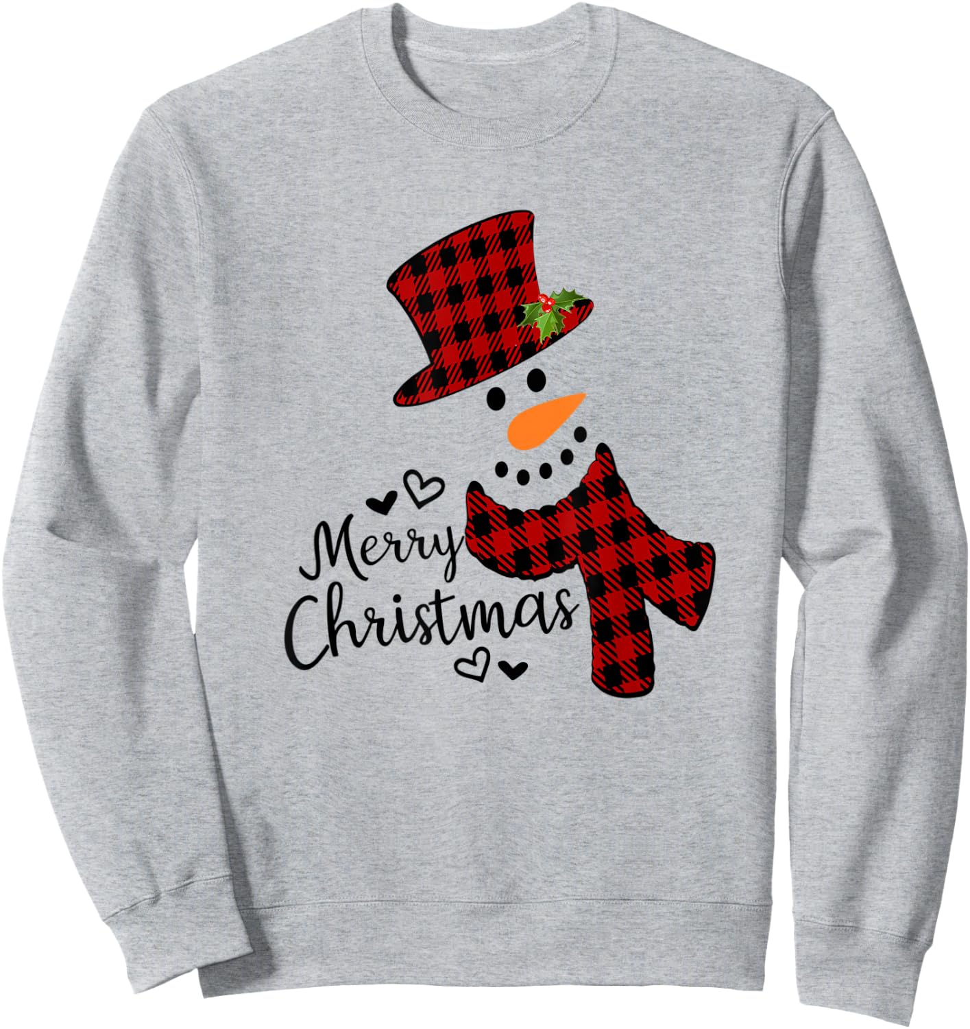 Merry Christmas Snowman Black And Red Buffalo Plaid Sweatshirt - Sweatshirt | Ash