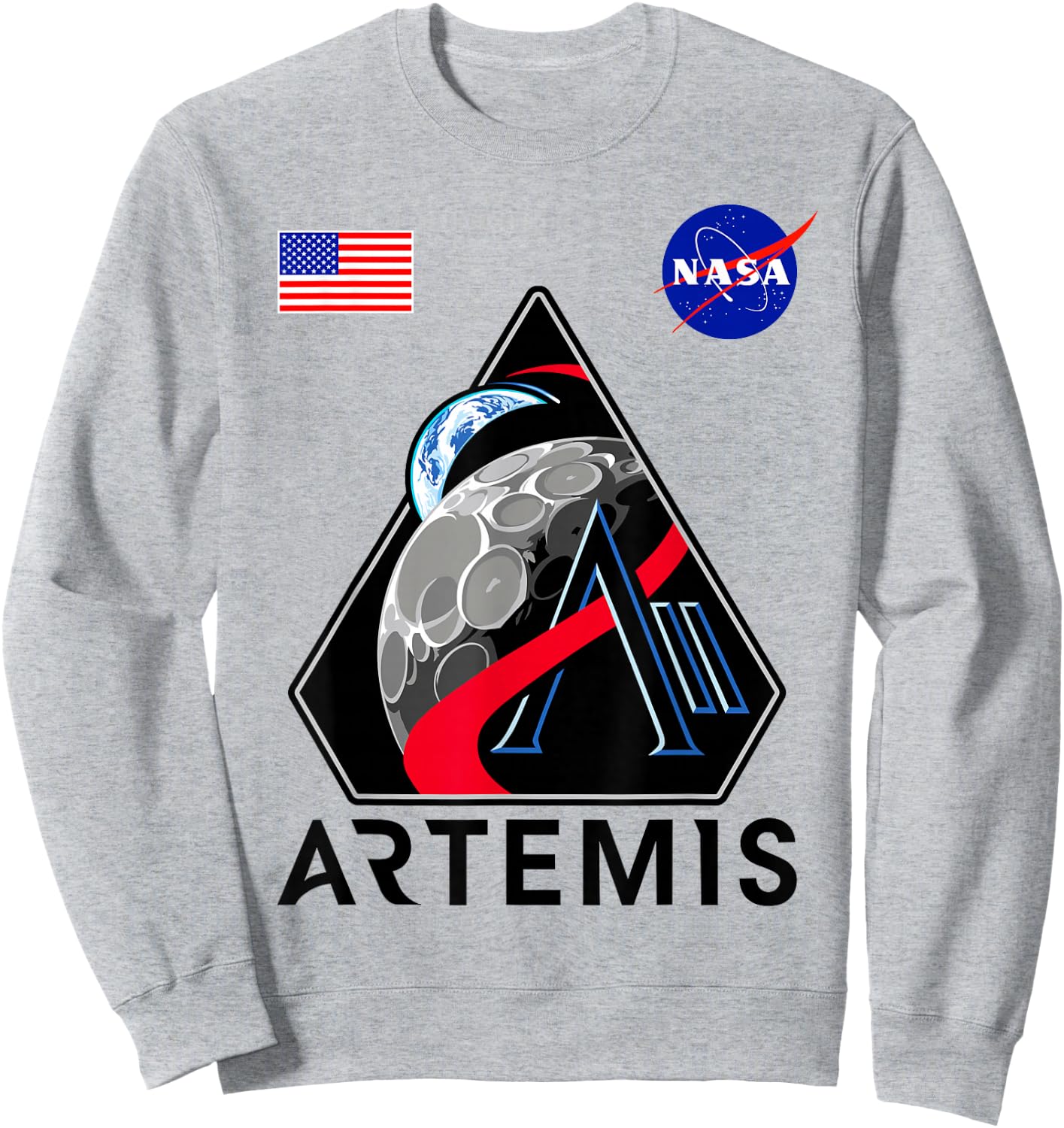 NASA Artemis II Mission Patch Commemorative Meatball Logo Sweatshirt - Sweatshirt | Ash