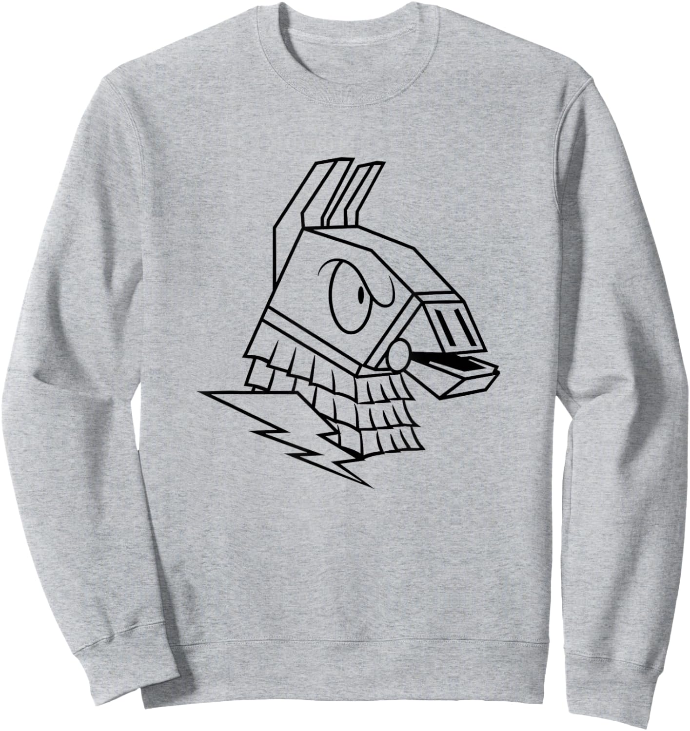 Fortnite Angry Llama Big Face Outline Art Chest Portrait Sweatshirt - Sweatshirt | Ash