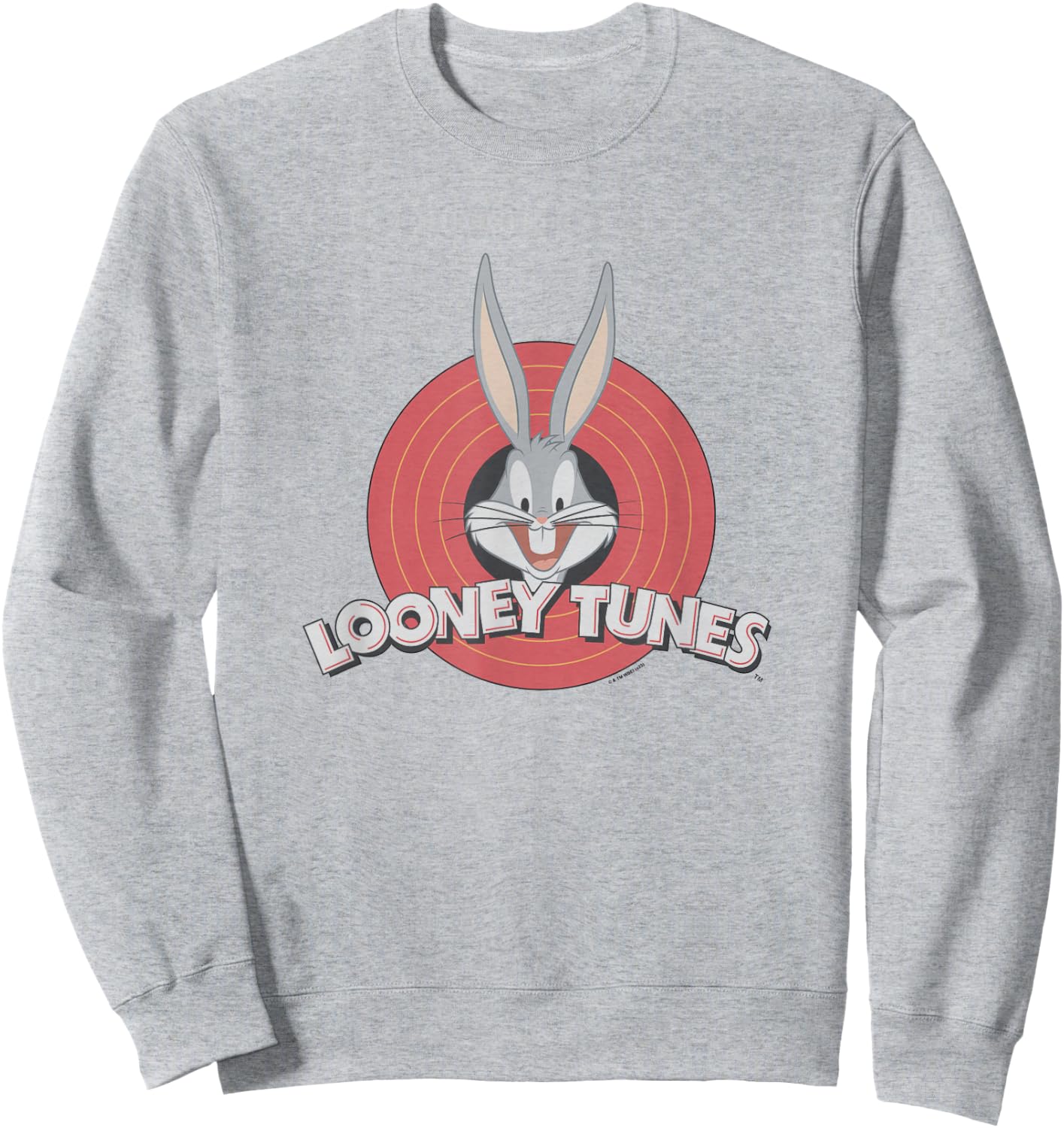 Looney Tunes Bugs Bunny Face Red Rings Portrait Retro Sweatshirt - Sweatshirt | Ash