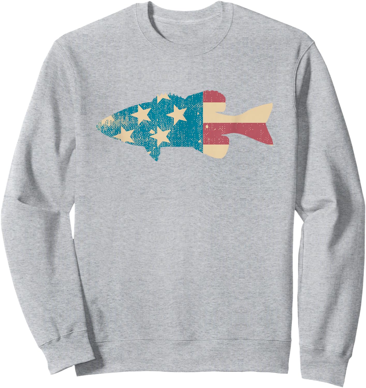 Largemouth Bass Fishing - American Flag Fishing Sweatshirt - Sweatshirt | Ash