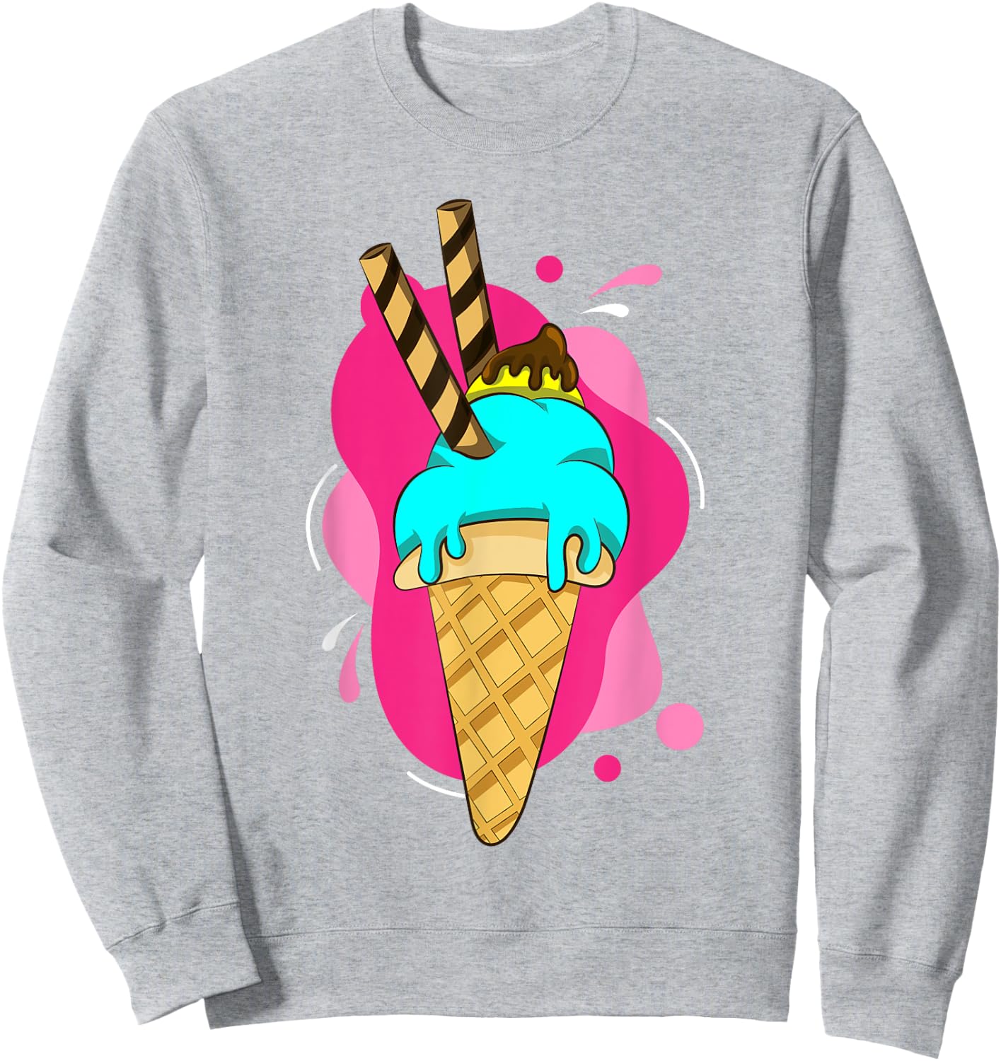 Summer Dessert Ice Cream Cone Waffle Ice Cream , White Sweatshirt - Sweatshirt | Ash