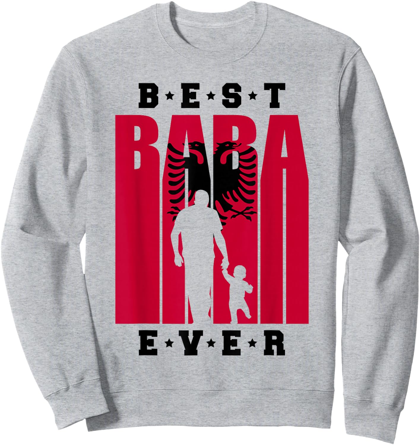 Men's Albania Baba with Baby 1st Father's Day Shqiptar Albanian Dad , White Sweatshirt - Sweatshirt | Ash