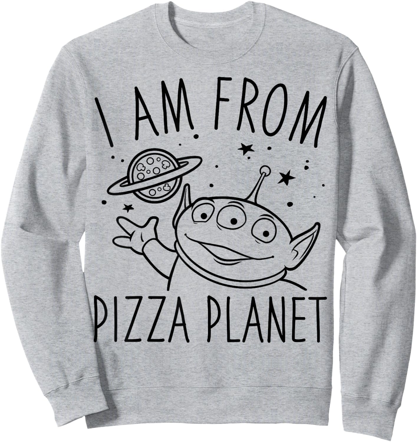 Disney Pixar Toy Story Alien I Am From Pizza Planet Line Art Sweatshirt - Sweatshirt | Ash