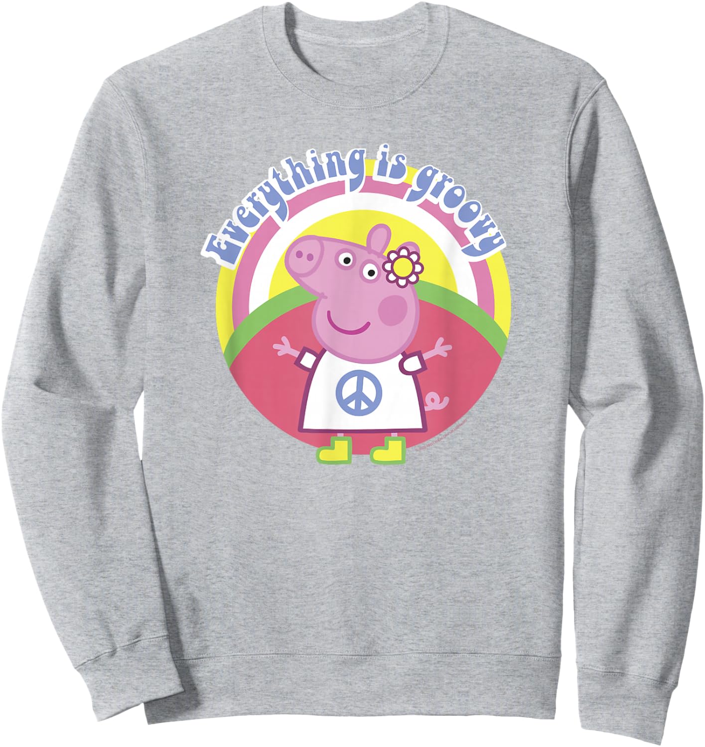 Peppa Pig Everything Is Groovy Retro Style Peace Sign Sweatshirt - Sweatshirt | Ash