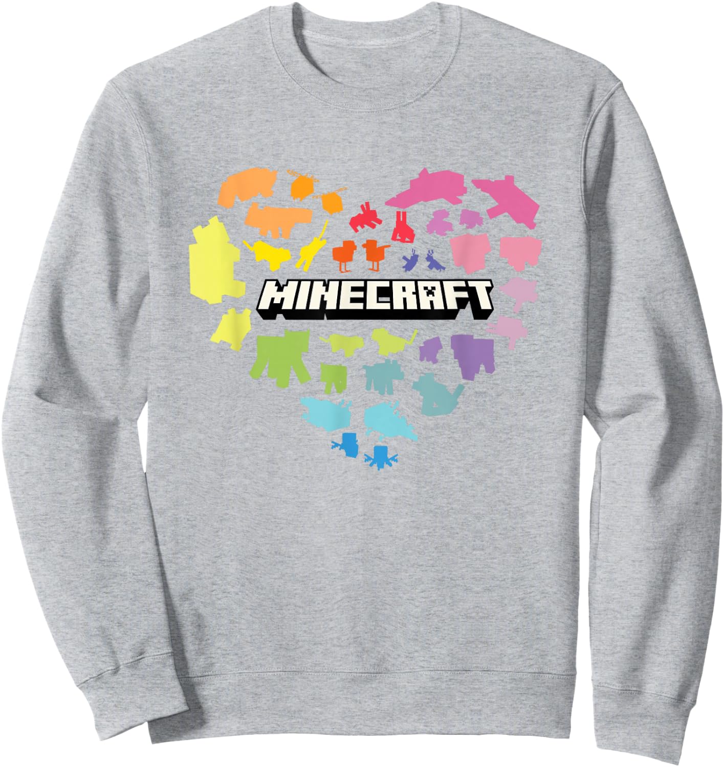 Minecraft Valentine's Day Heart Shaped Rainbow Icons , white, S Sweatshirt - Sweatshirt | Ash