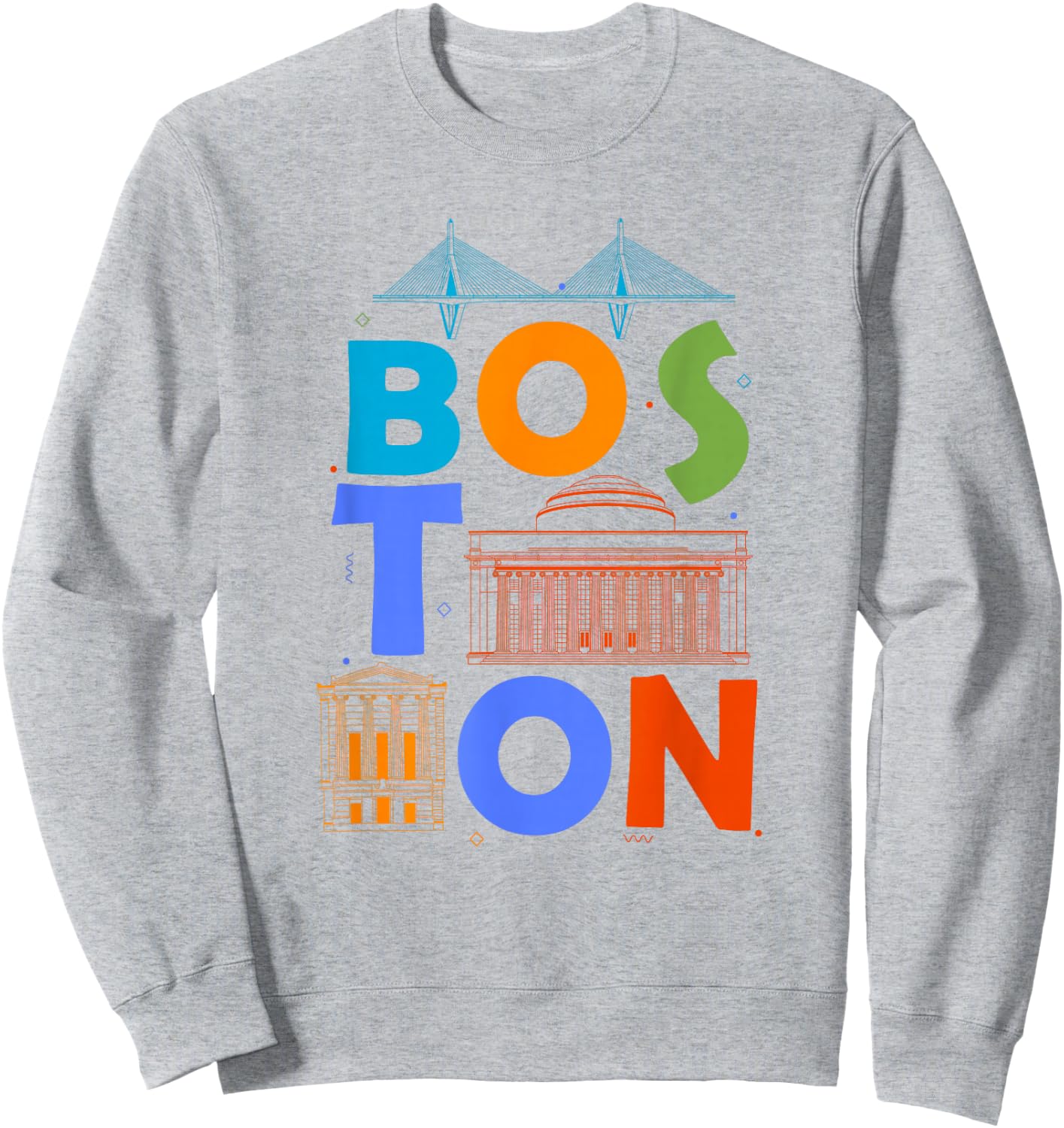 Boston Souvenir Men Massachusetts Skyline Boston Sweatshirt - Sweatshirt | Ash