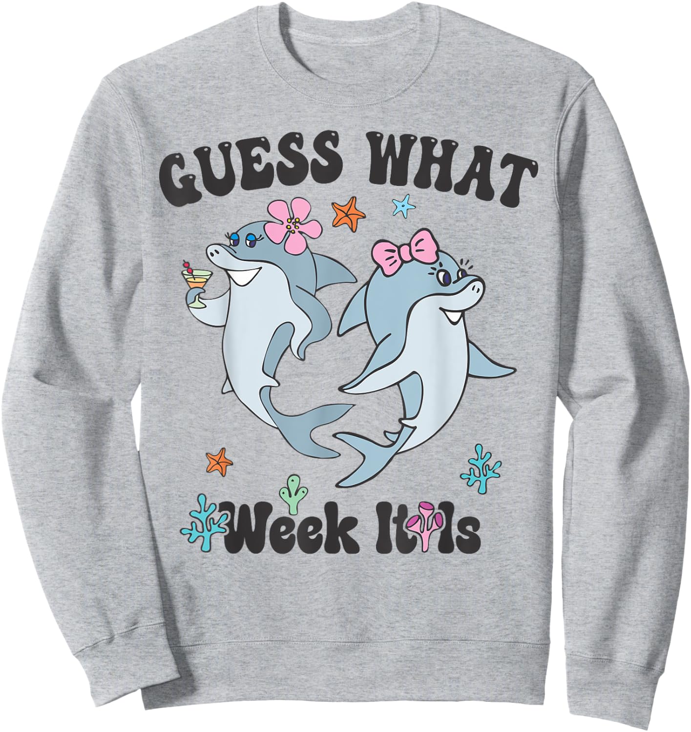 Guess What Week It Is Cute Shark Girls & Kids Funny Sweatshirt - Sweatshirt | Ash