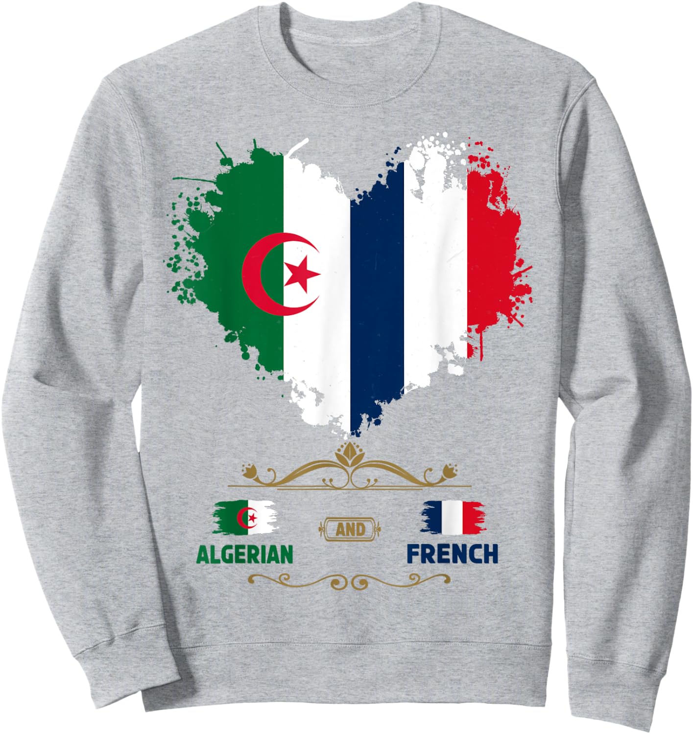 Algerian French Roots Outfit Idea with Algerian Flag Sweatshirt - Sweatshirt | Ash