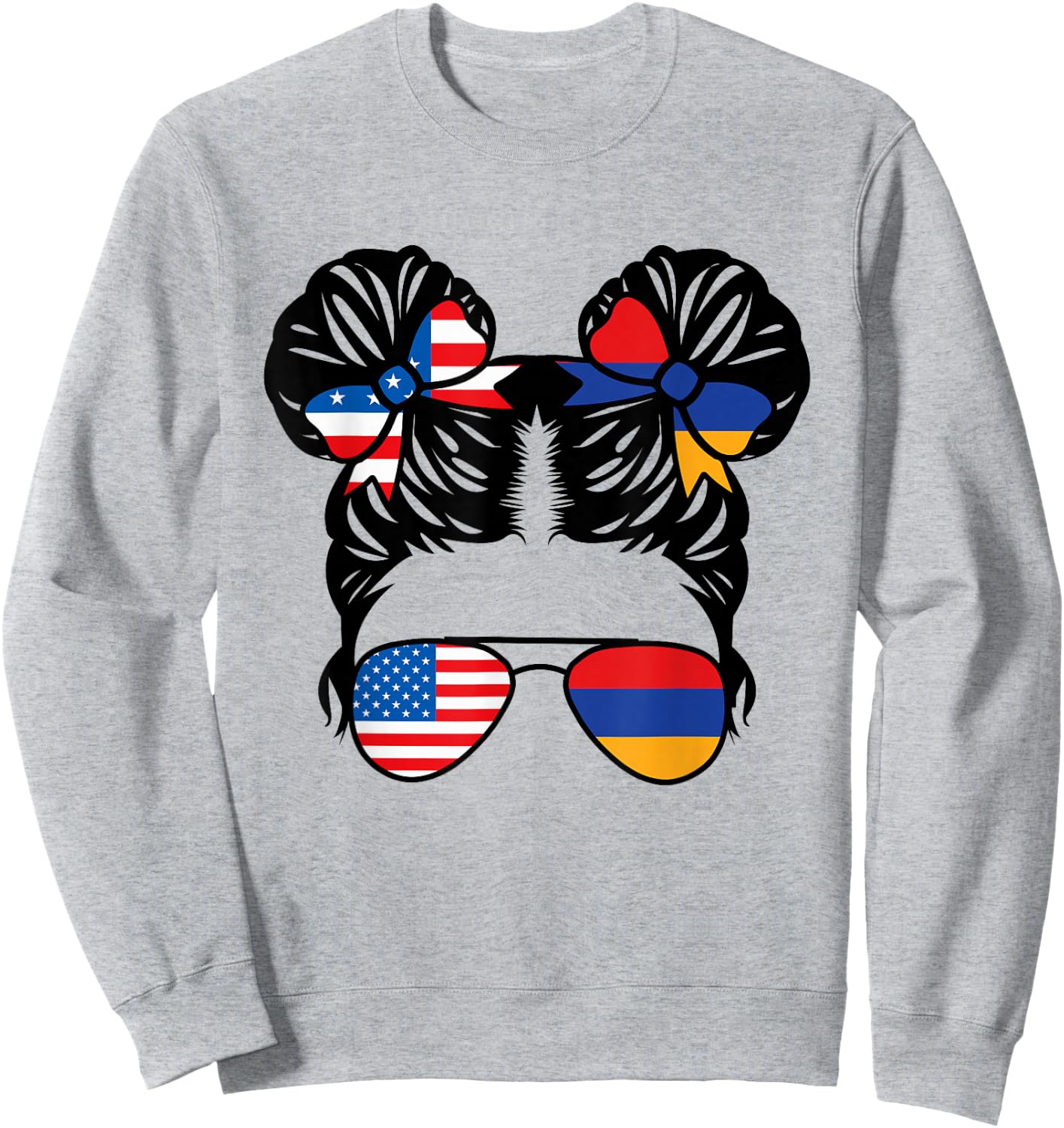 Half American Half Armenian Girl USA Armenia Flag Patriot Sweatshirt - Sweatshirt | Ash