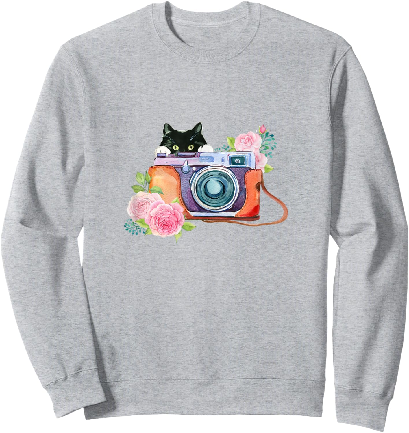 Photography and Cat Lover T Shirt - Photographer Camera Women Girls Kids Sweatshirt - Sweatshirt | Ash