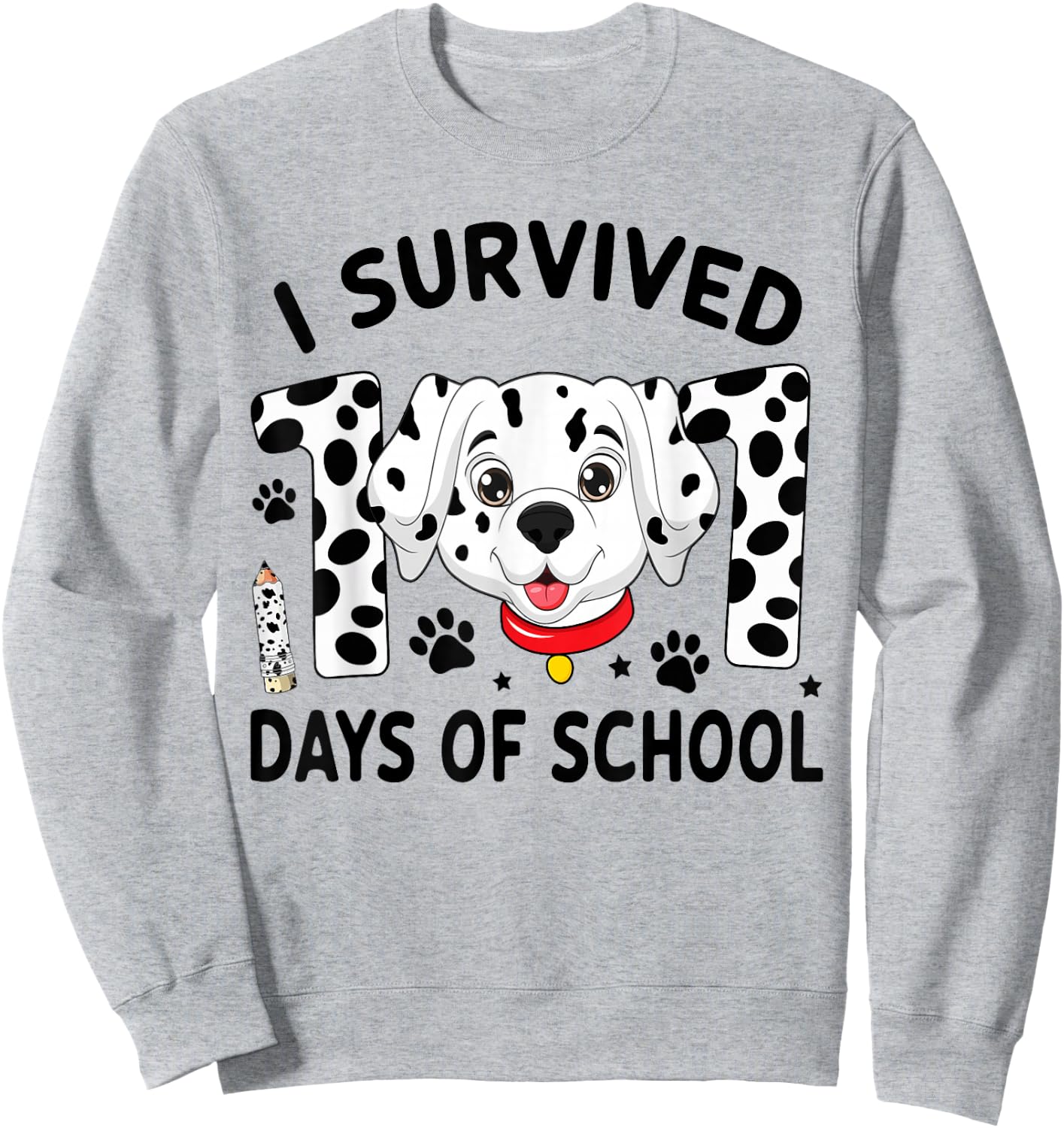I Survived 100 Days Of School Dalmatian Dog Teacher Kids Sweatshirt - Sweatshirt | Ash