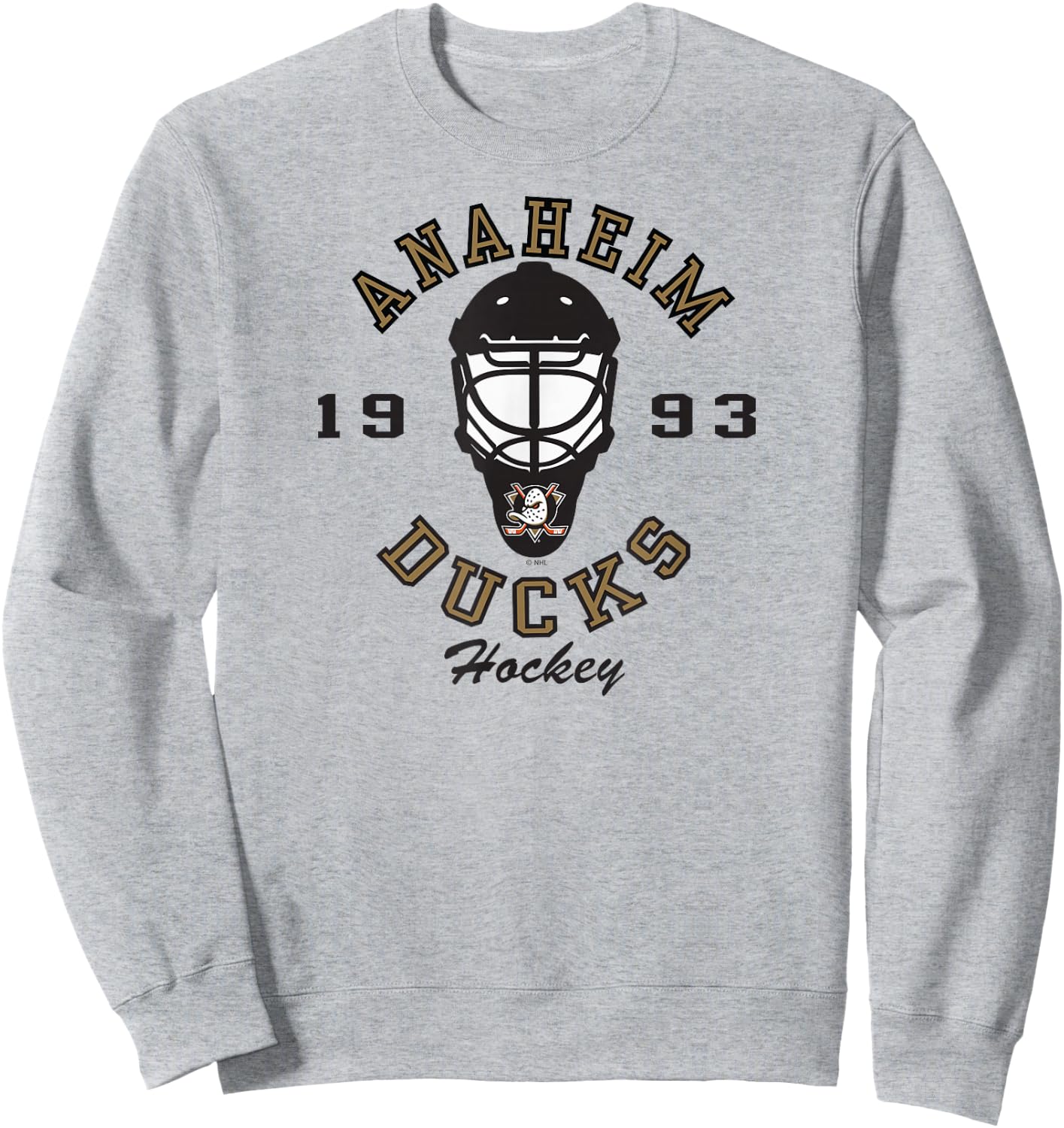 Anaheim Ducks Hockey Mask Orange Officially Licensed Sweatshirt - Sweatshirt | Ash