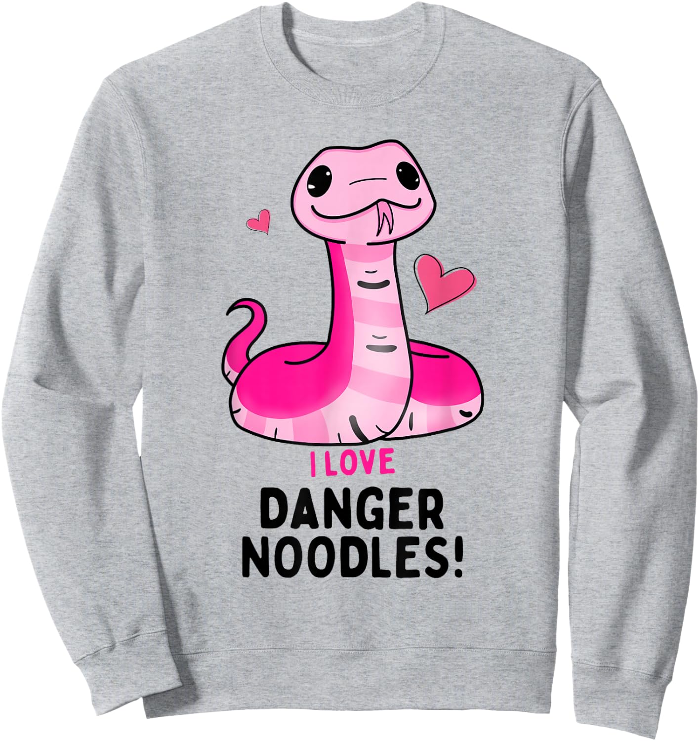 I Love Danger Noodles - Cute Kawaii Chibi Snake for Girls Sweatshirt - Sweatshirt | Ash