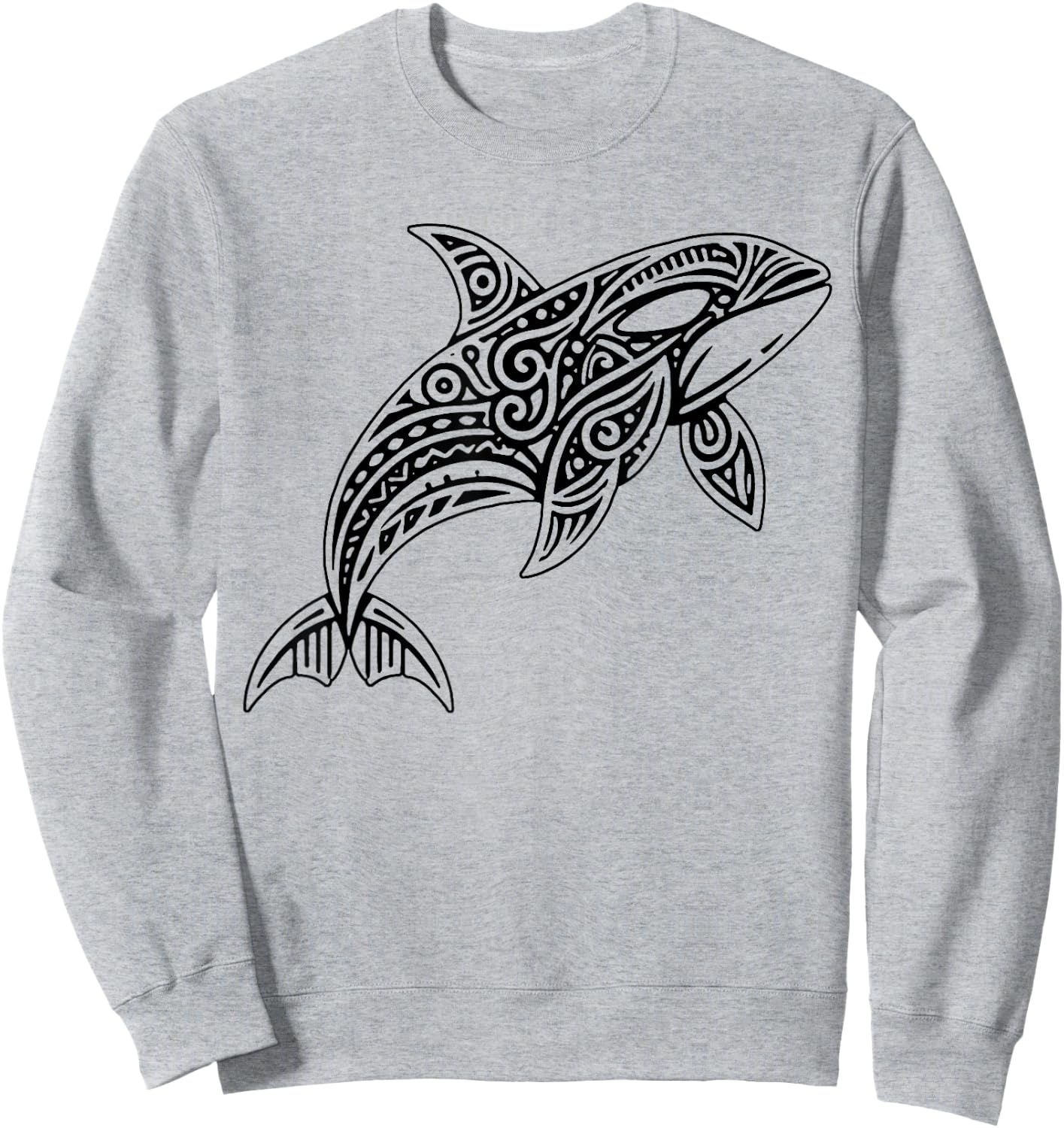 Tribal Orca Whale Hawaiian Maori Tattoo Ocean Art Design Sweatshirt - Sweatshirt | Ash