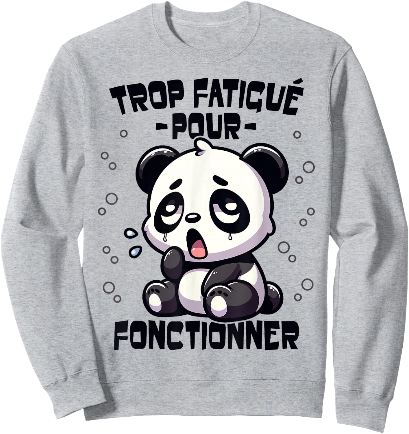 Panda Too Tired Funny Funny Flemme Panda Giant , white, S Sweatshirt - Sweatshirt | Ash