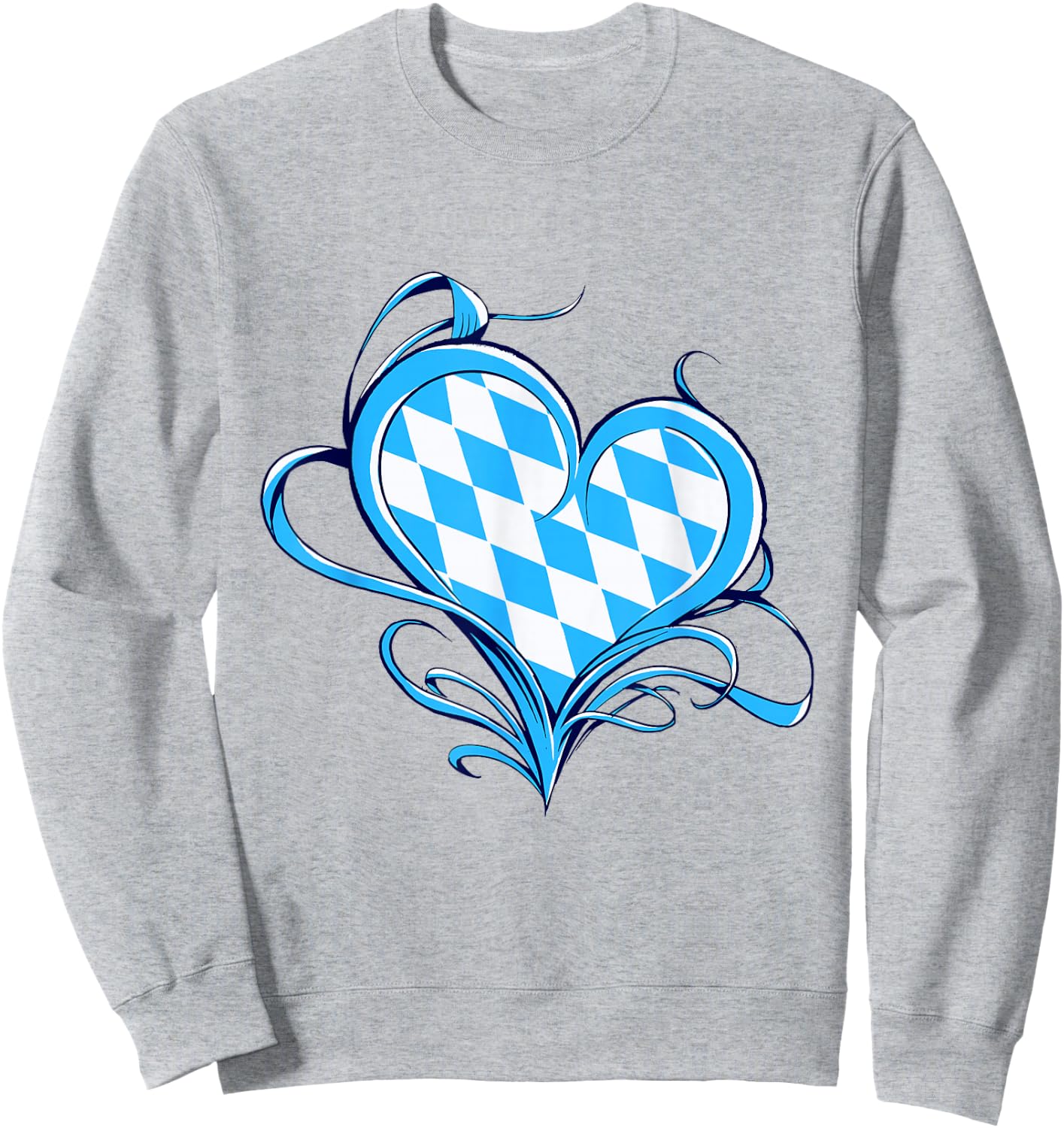 Bayrische Flagge Als Herz Design Blau-Weiß Raute Bayern Sweatshirt - Sweatshirt | Ash