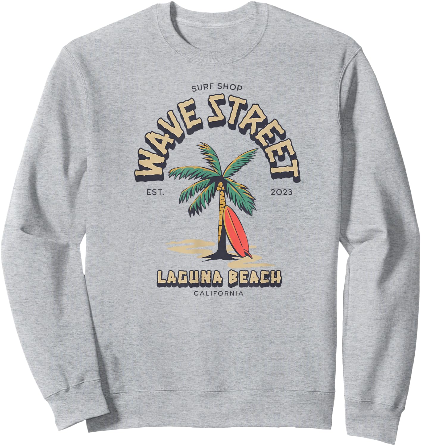 Wave Street Surf Shop Surfboard Logo Sweatshirt - Sweatshirt | Ash