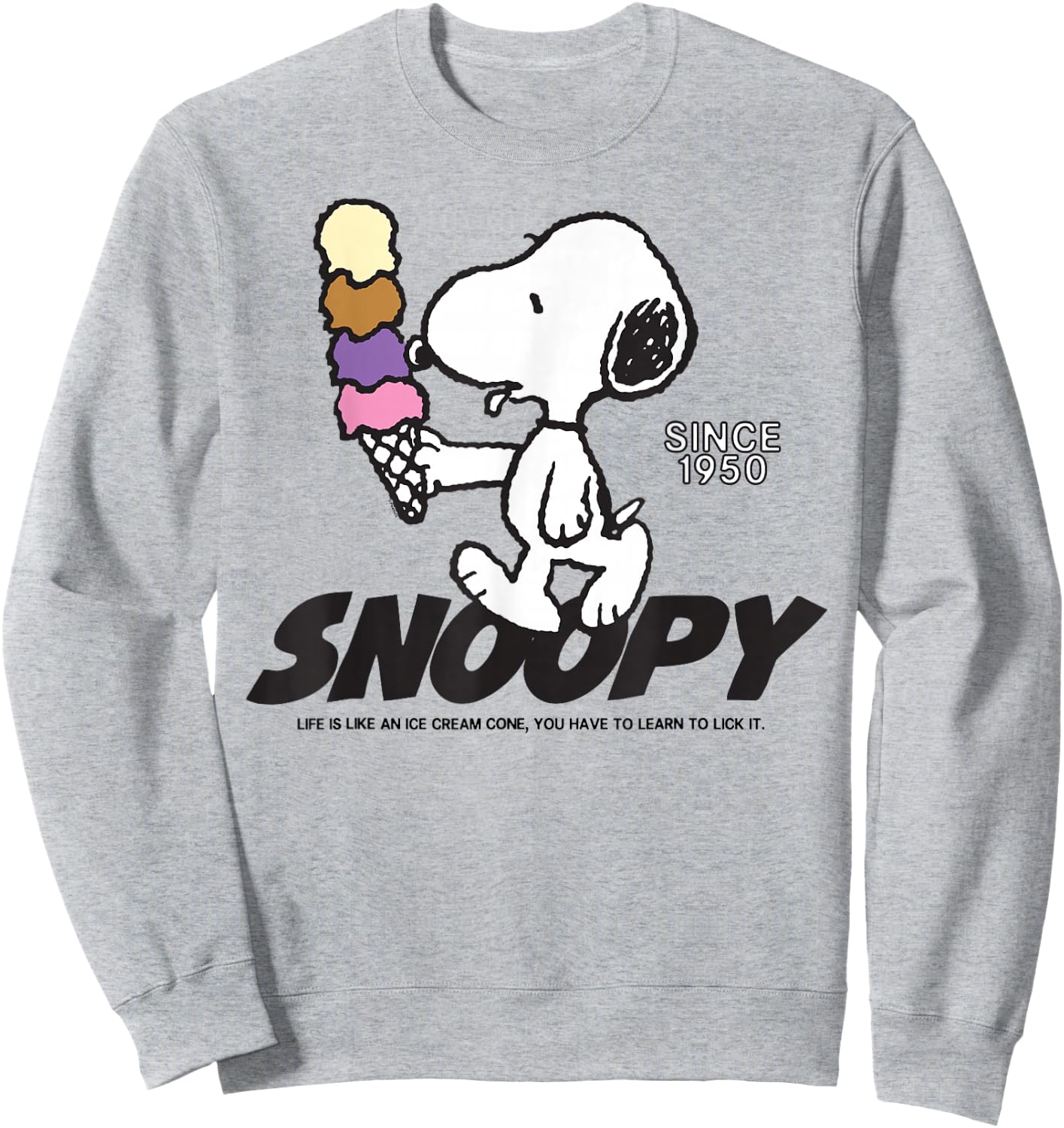 Peanuts Snoopy Ice Cream Cone Sweatshirt - Sweatshirt | Ash