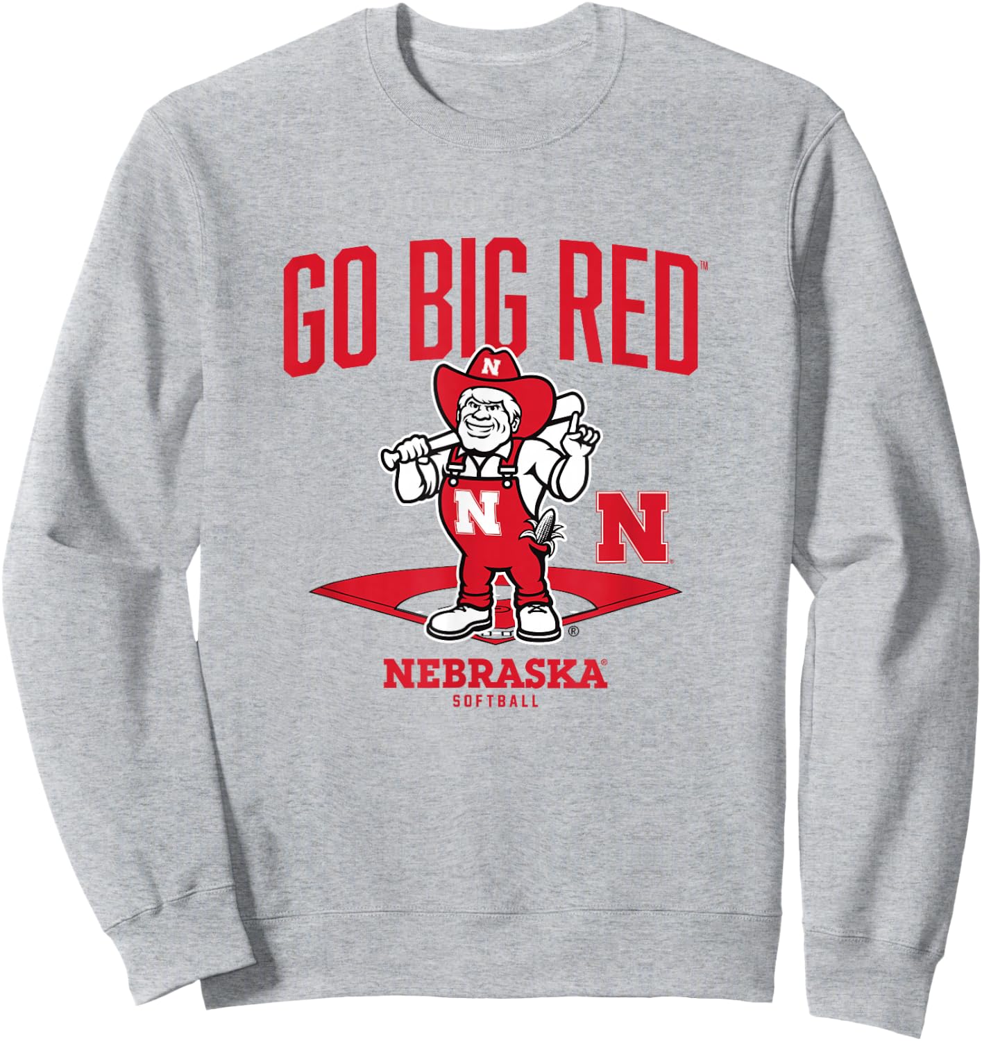 Nebraska Softball: Mascot Diamond Sweatshirt - Sweatshirt | Ash