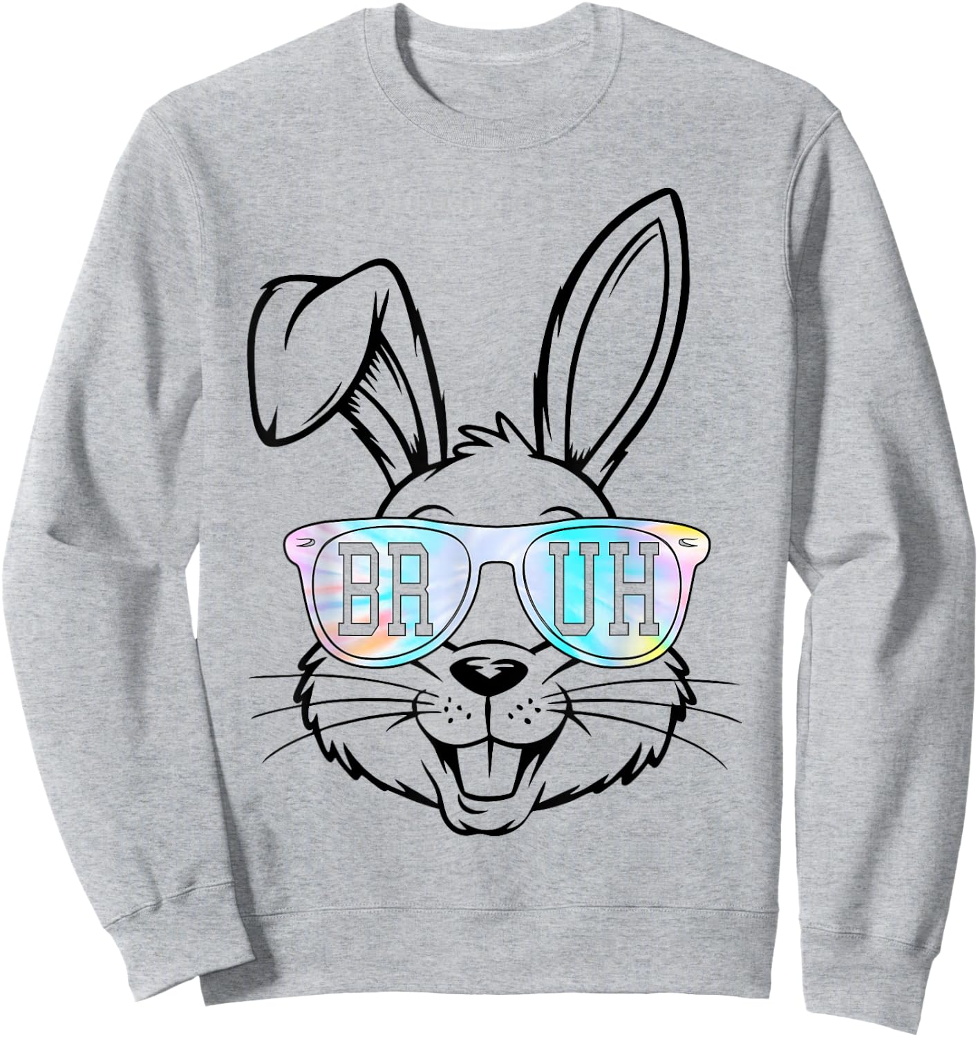 Tie Dye Bunny Rabbit Sunglasses Bruh Easter Boys Teens Kids Sweatshirt - Sweatshirt | Ash