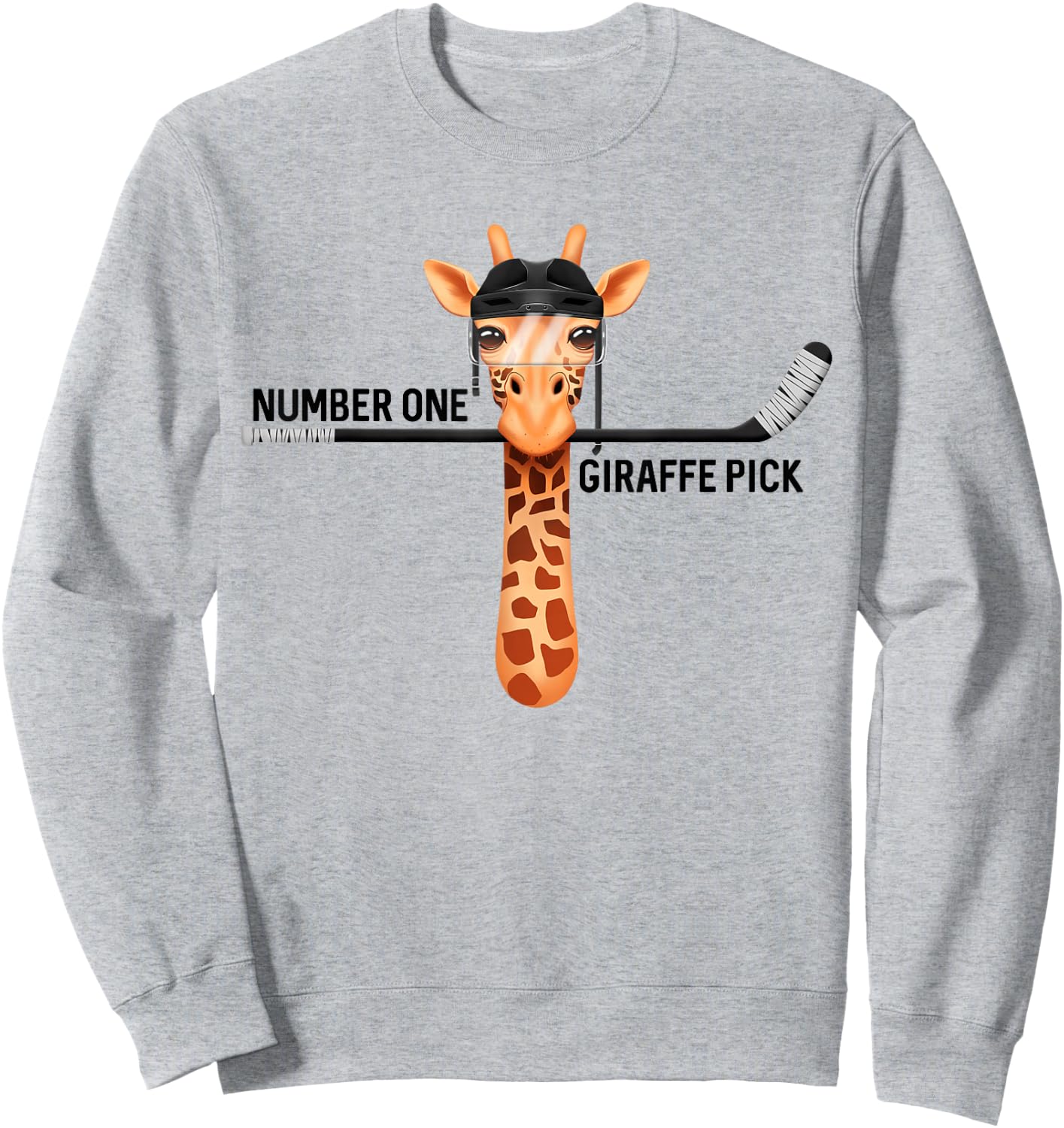 Number One Giraffe Pick Funny Hockey Giraffe Sweatshirt - Sweatshirt | Ash