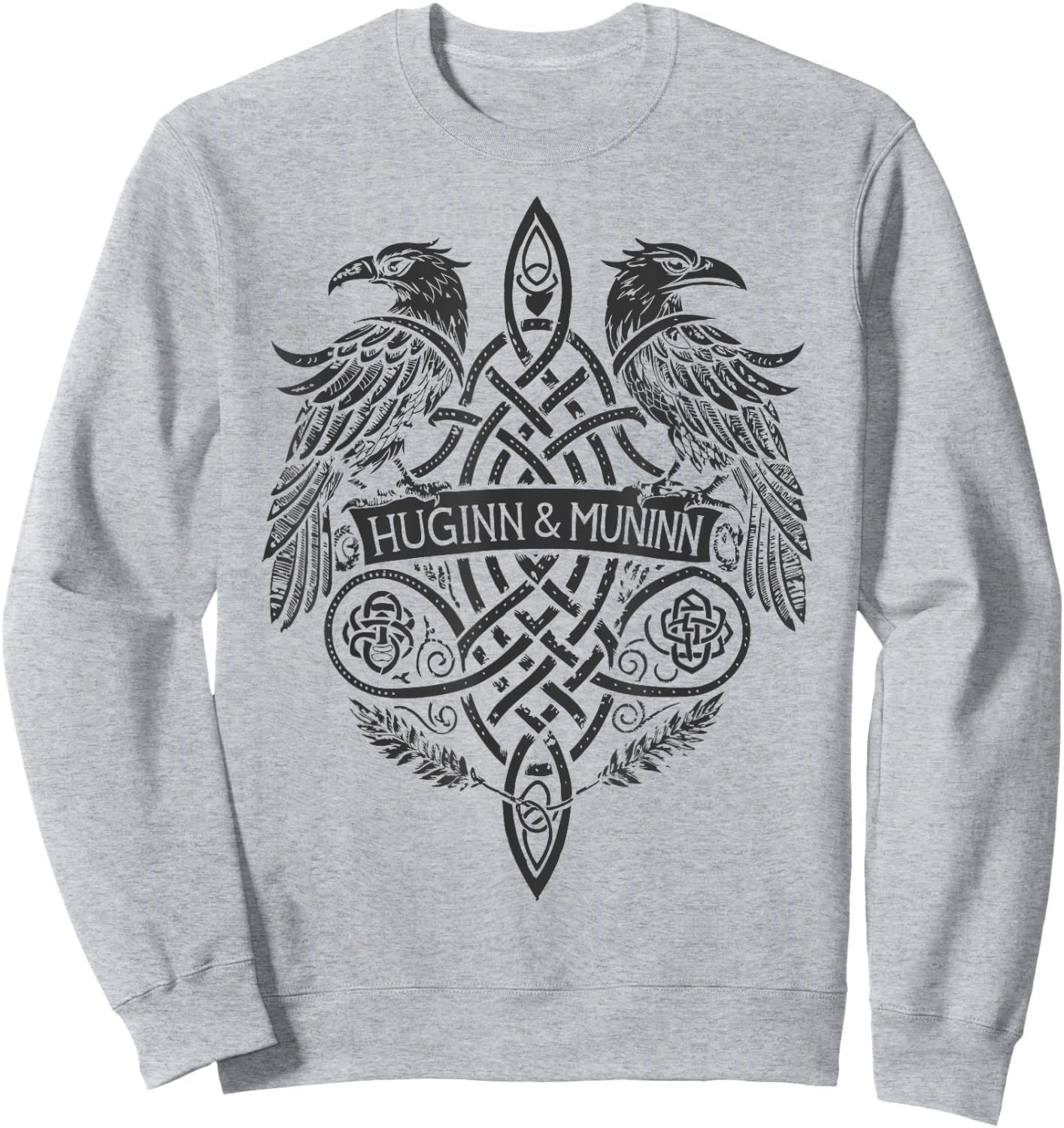 Viking Symbol – Huginn & Muninn Celtic Knotwork Sweatshirt - Sweatshirt | Ash