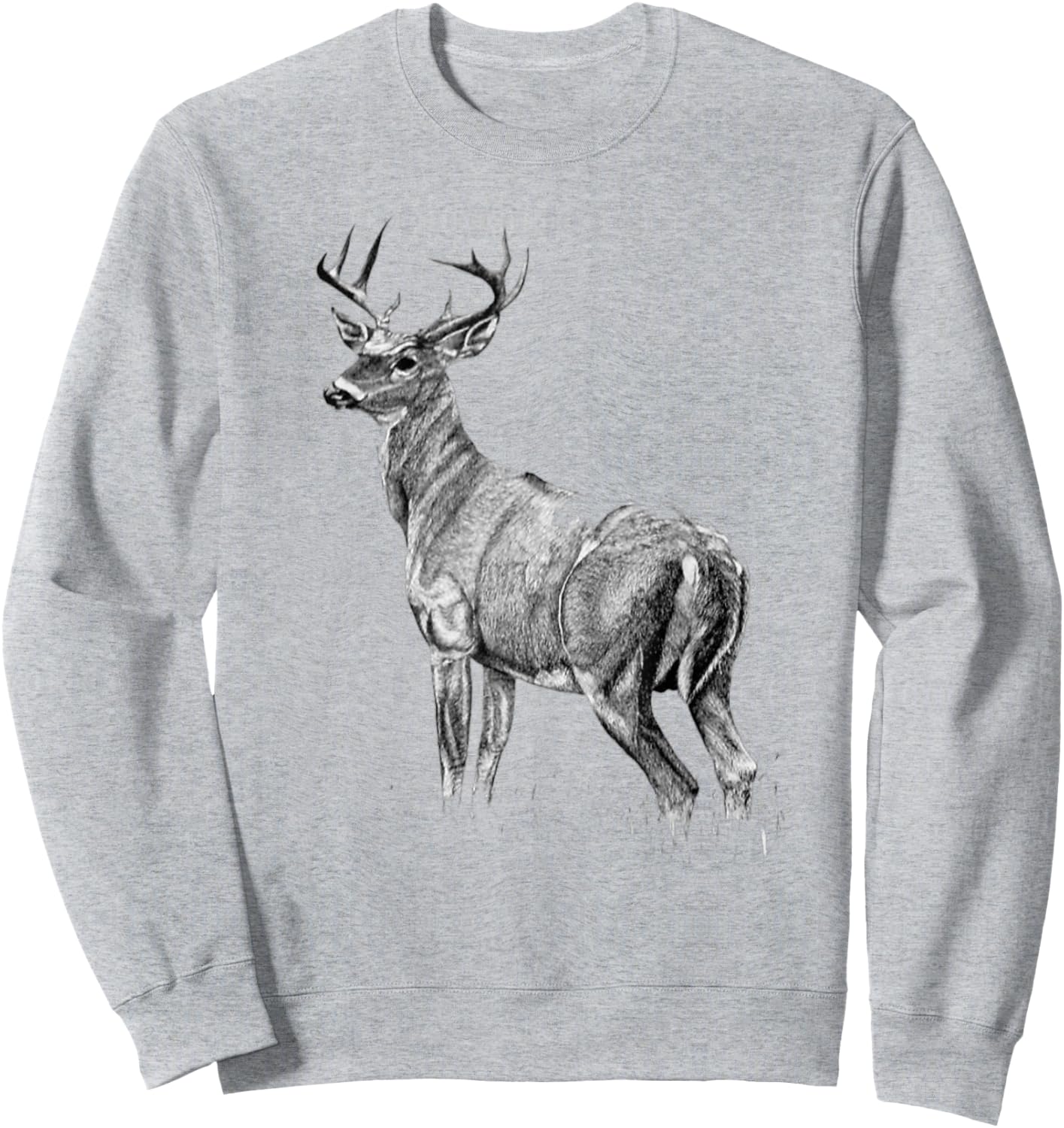 Cute Deer Whitetail Buck Illustration Graphic Boy And Girl Sweatshirt - Sweatshirt | Ash
