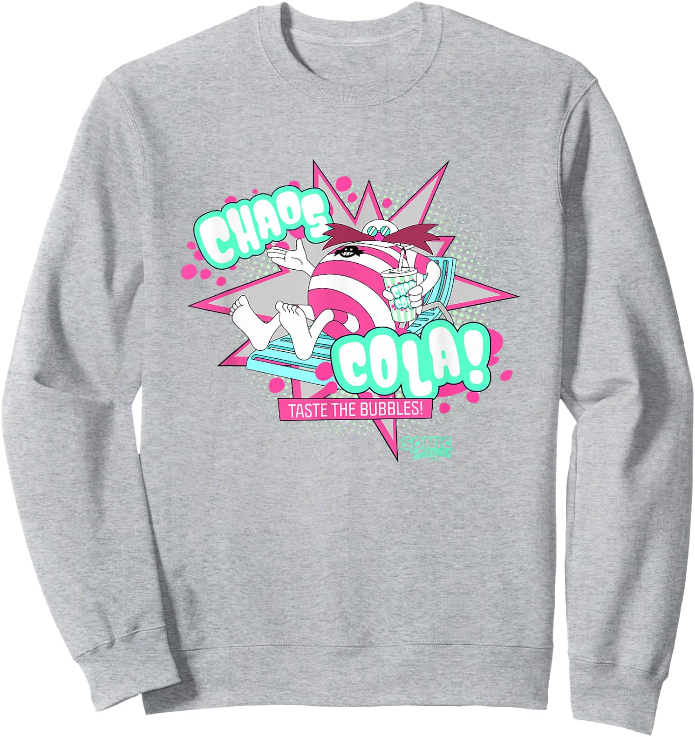 Sonic The Hedgehog Dr. Eggman Chaos Cola Taste The Bubbles Sweatshirt - Sweatshirt | Ash