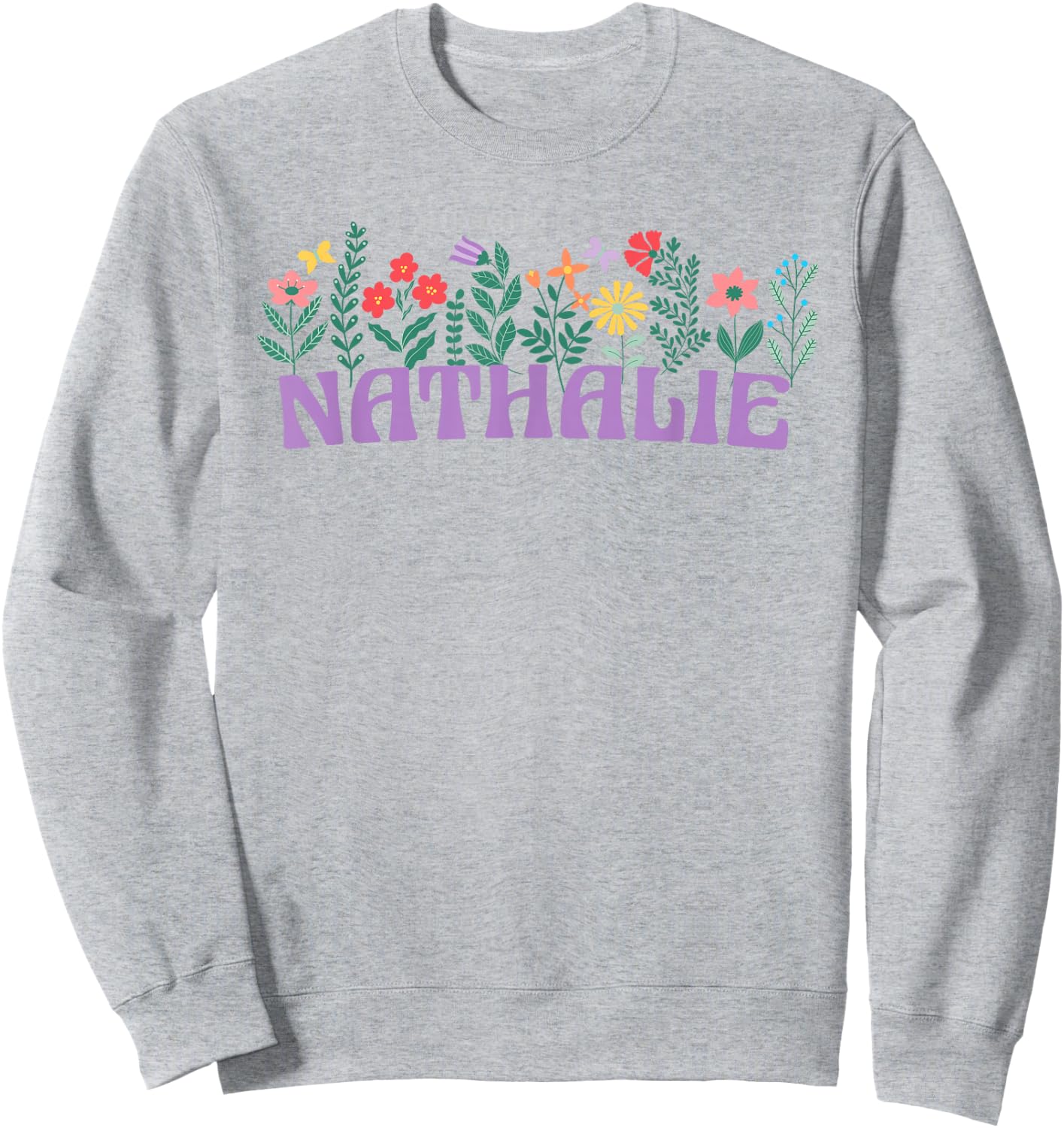 Wildflower Floral Nathalie Name Mother's Day Women's , white, S Sweatshirt - Sweatshirt | Ash