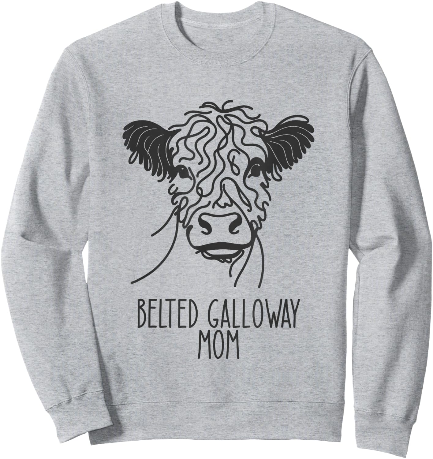 Line Art Best Cow Mom Women's Galloway with Belt Sweatshirt - Sweatshirt | Ash