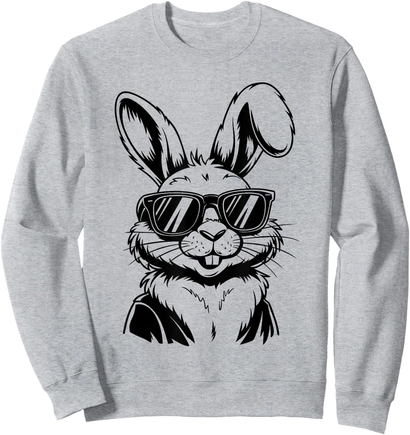 Bunny Face With Sunglasses Boys Kids Rabbit Easter Sweatshirt - Sweatshirt | Ash