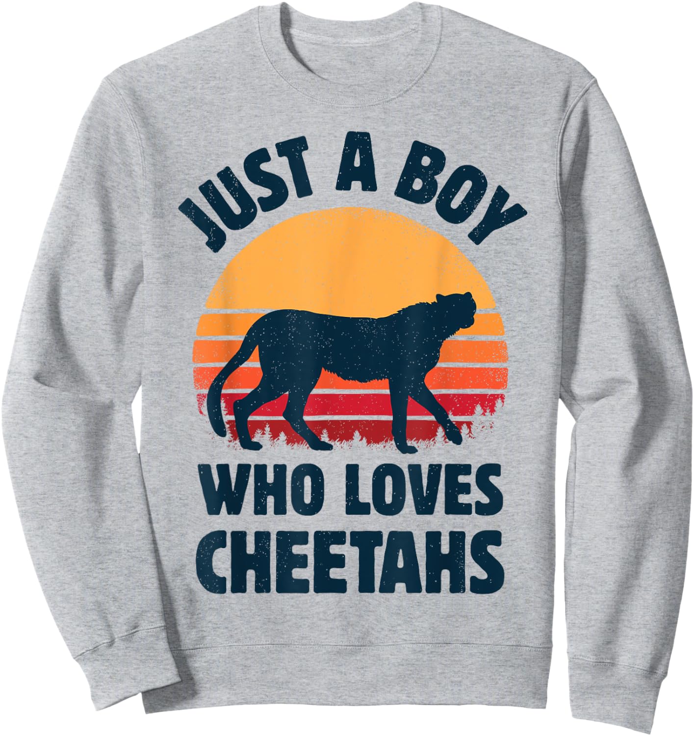Cheetah Just A Boy Who Loves Cheetahs Retro Vintage Sunset Sweatshirt - Sweatshirt | Ash